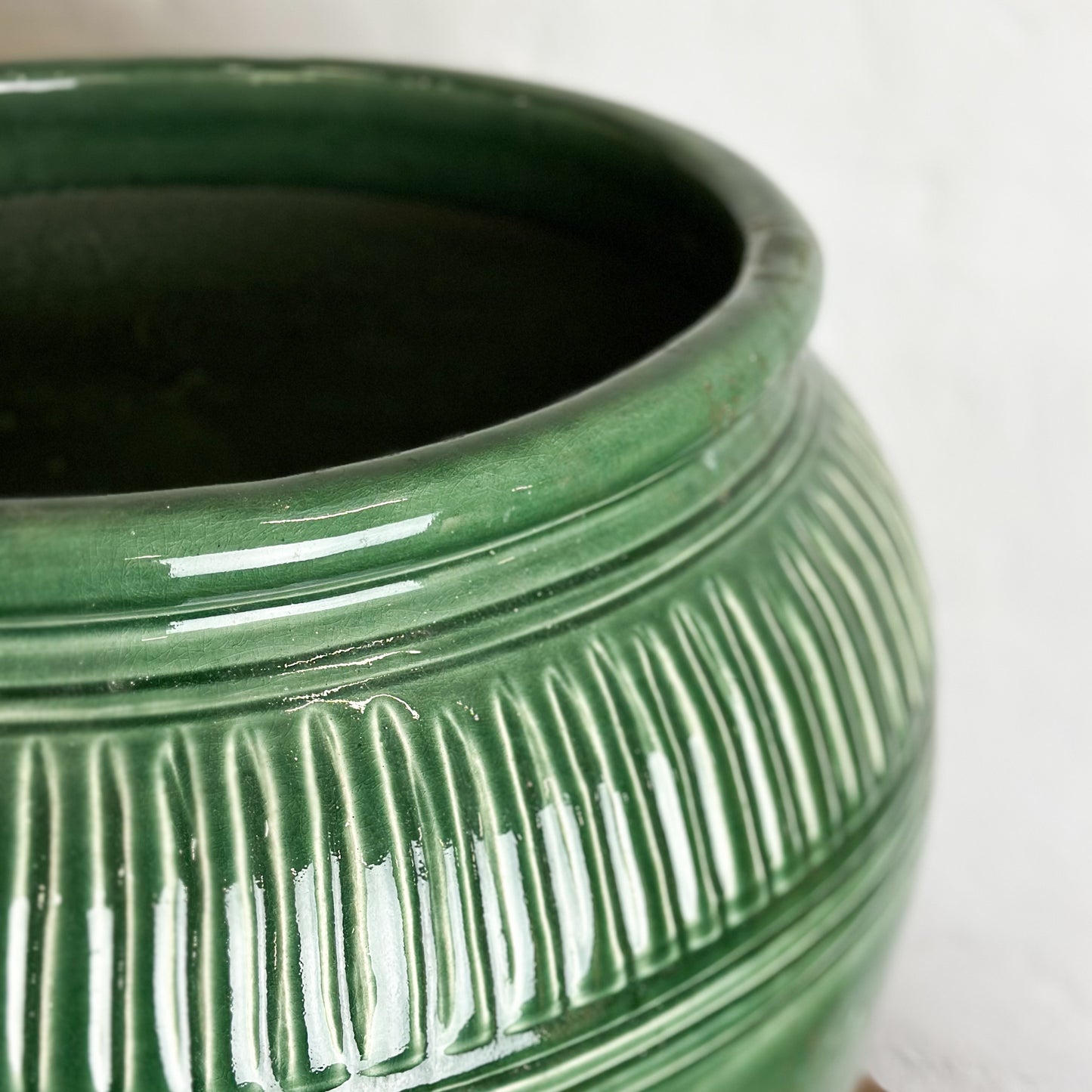 Glazed Planter with Scored Shoulder