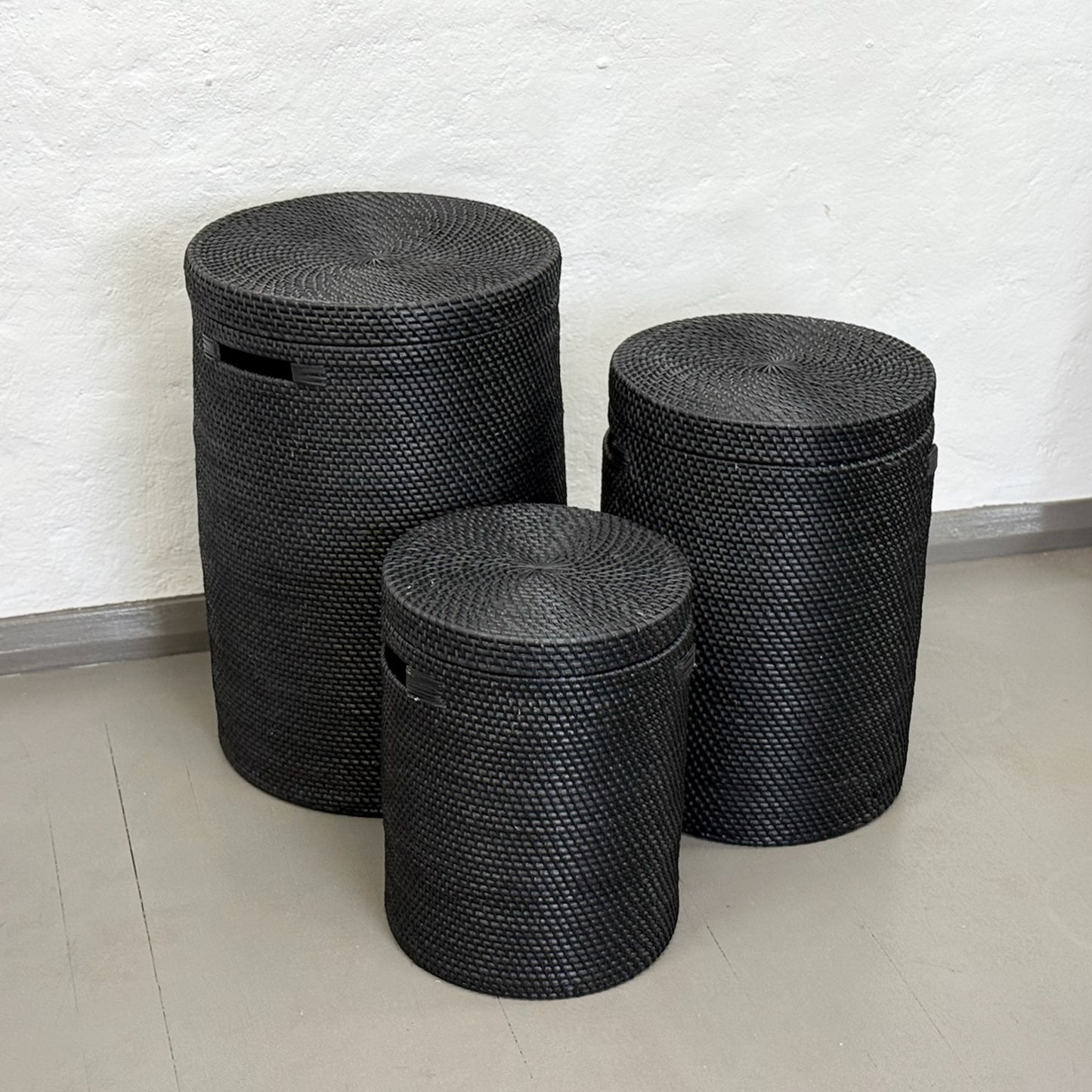 Black Rattan Laundry Hamper