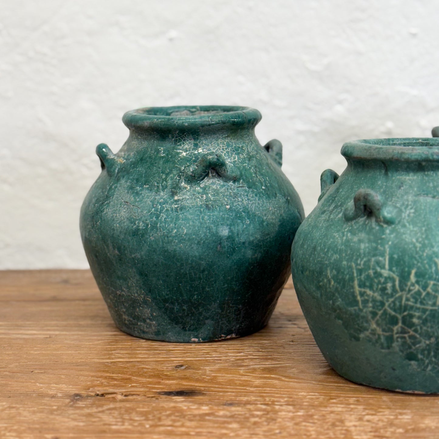 Handled Crackle Glaze Pot