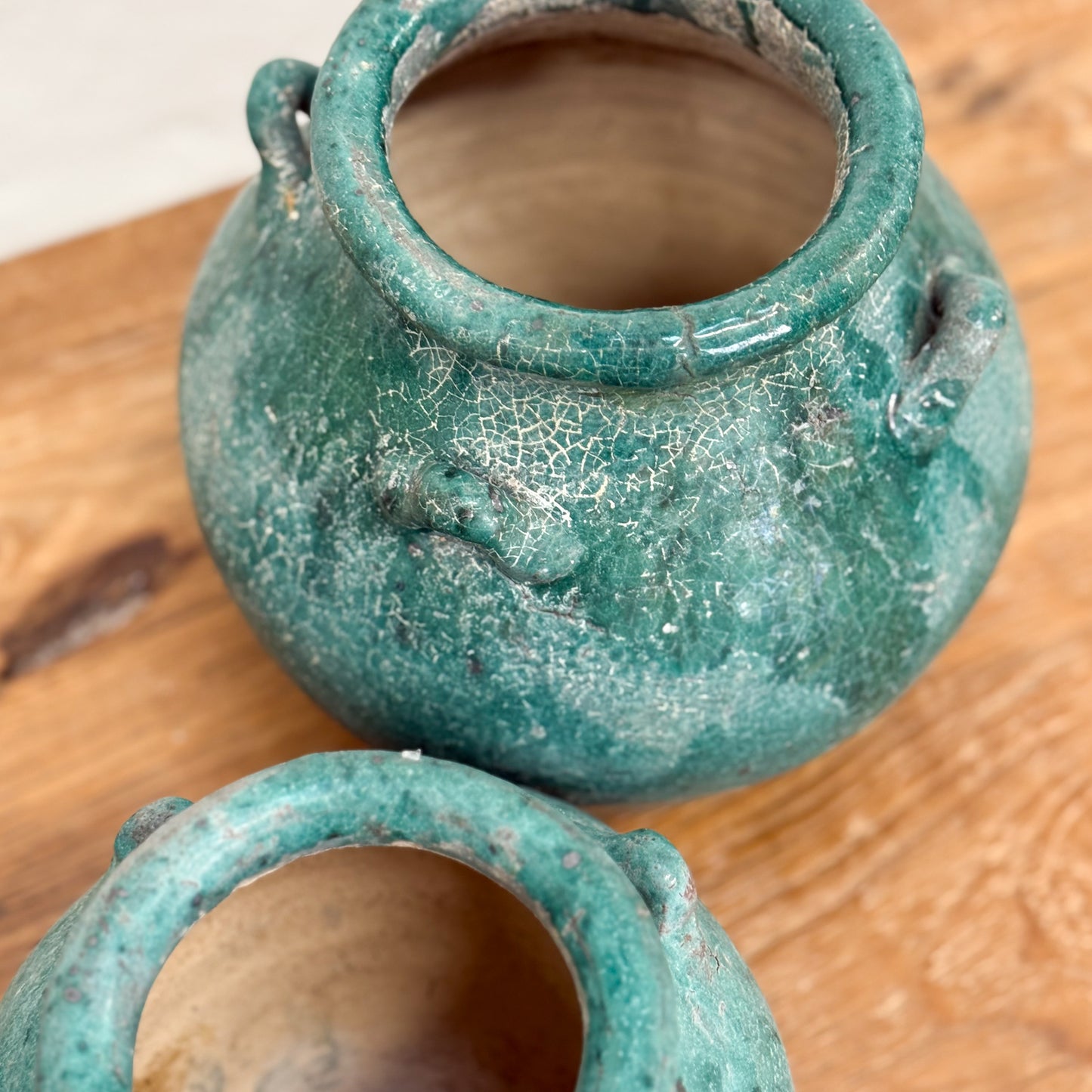 Handled Crackle Glaze Pot