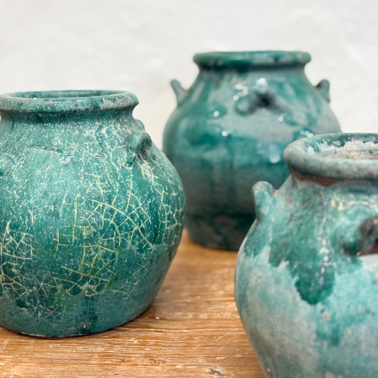 Handled Crackle Glaze Pot