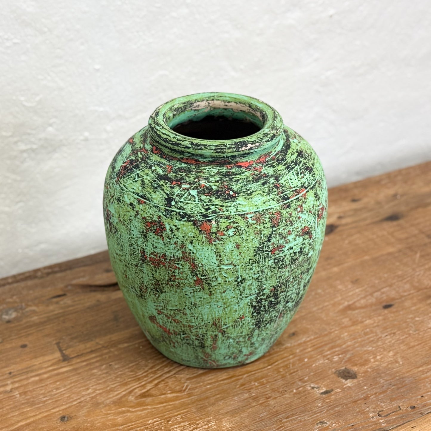 Distressed Painted Pot