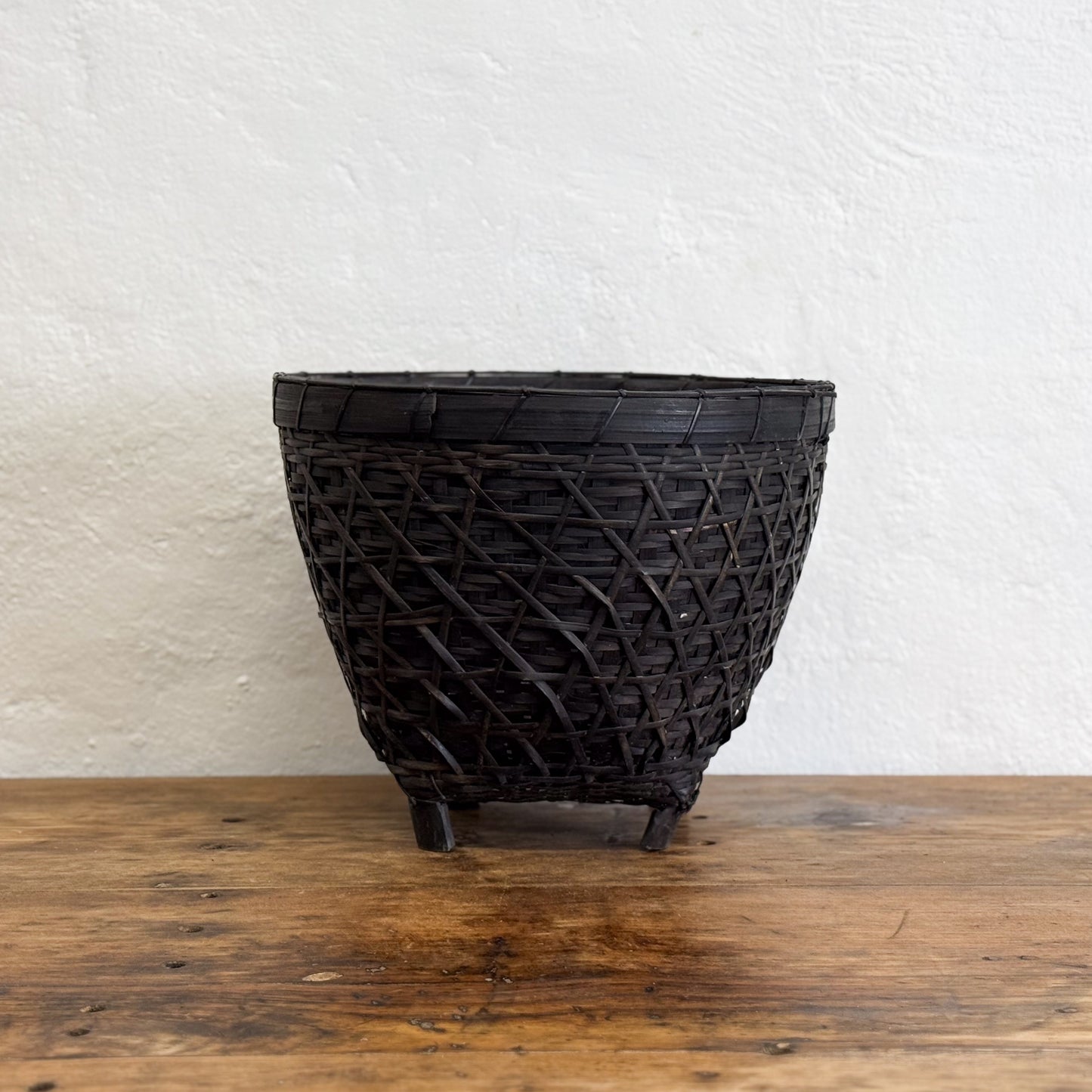 Bamboo & Rattan Footed Basket