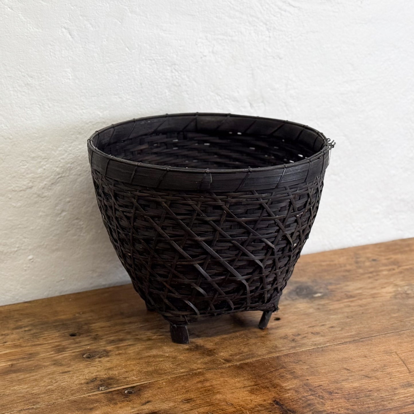 Bamboo & Rattan Footed Basket