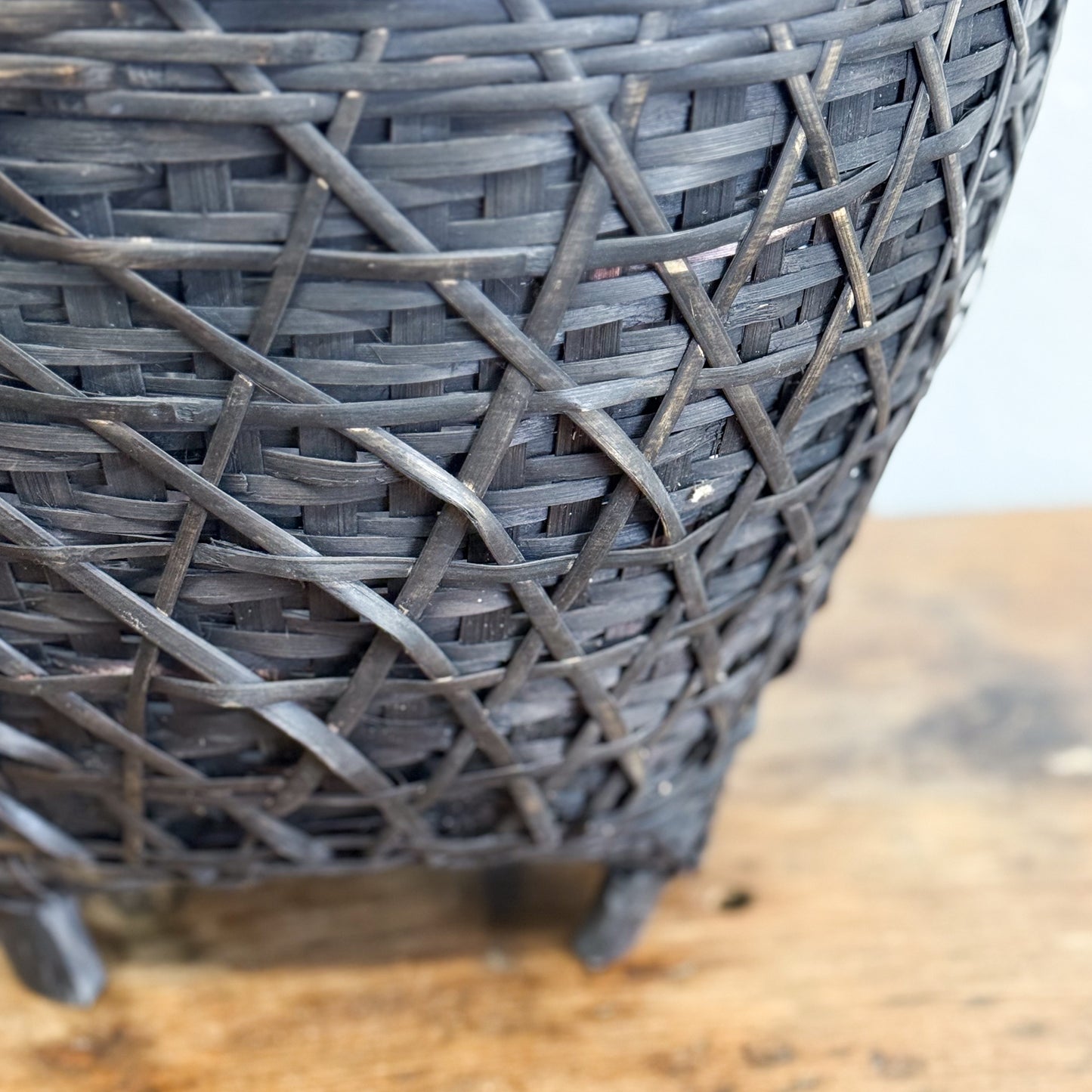 Bamboo & Rattan Footed Basket