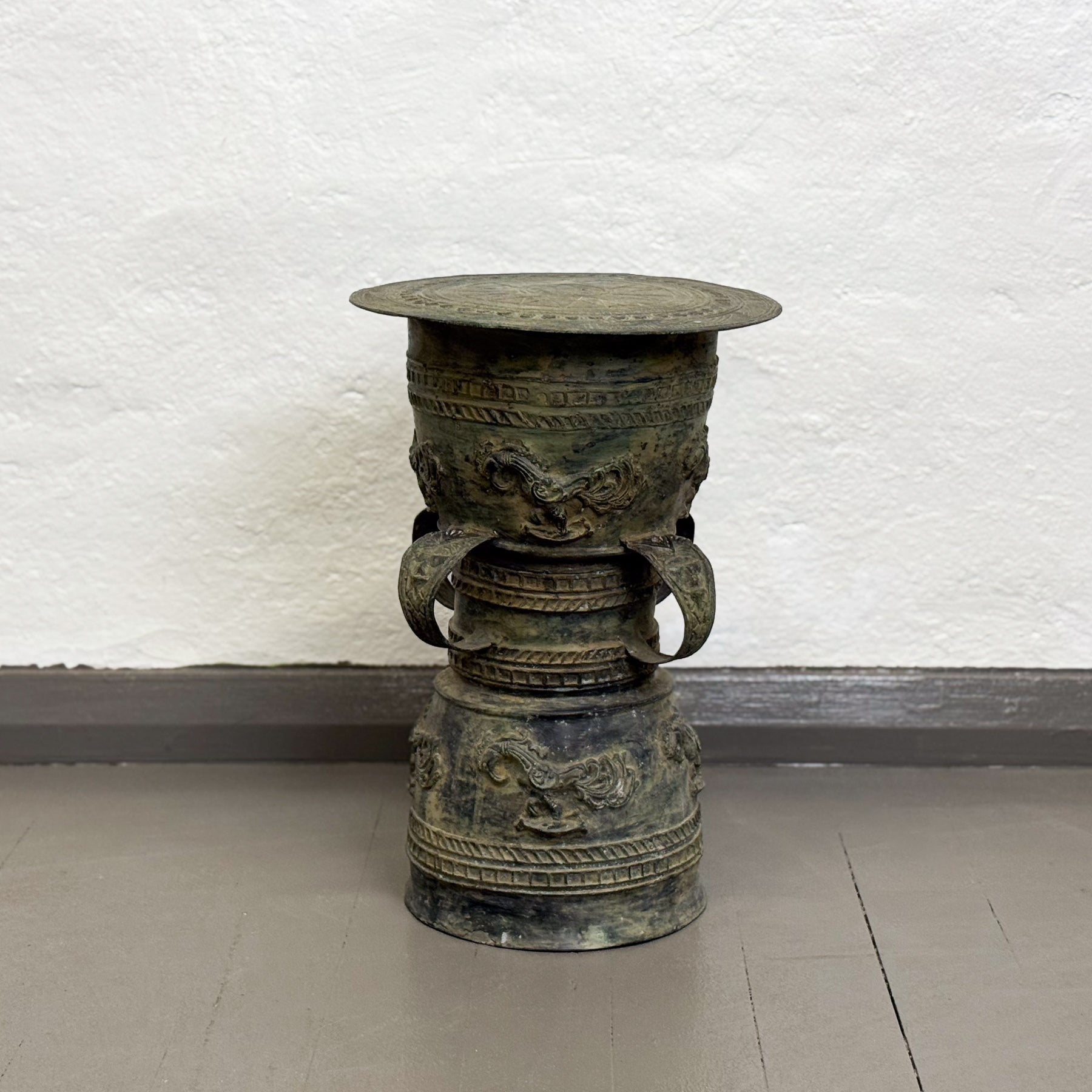 Bronze Rain Drum with Roosters