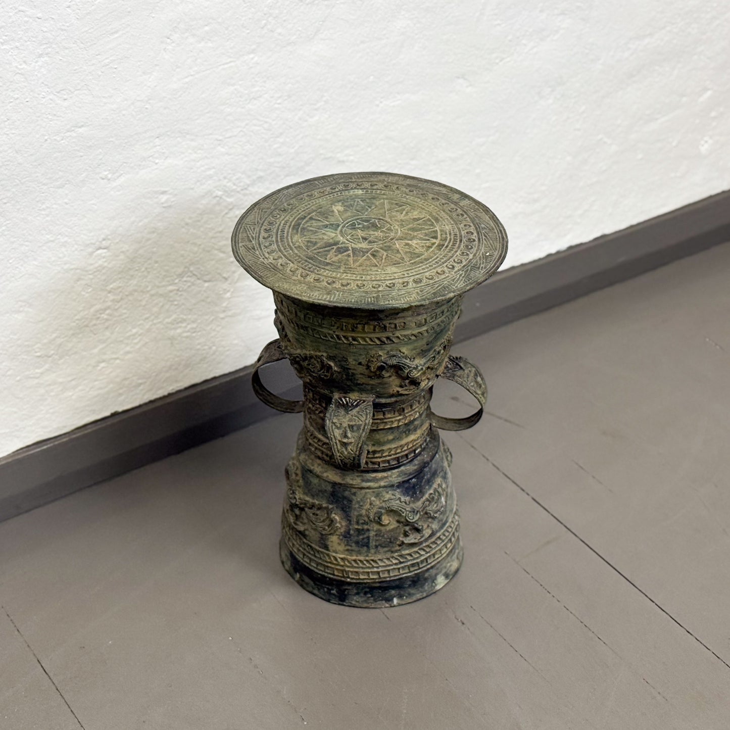 Bronze Rain Drum with Roosters