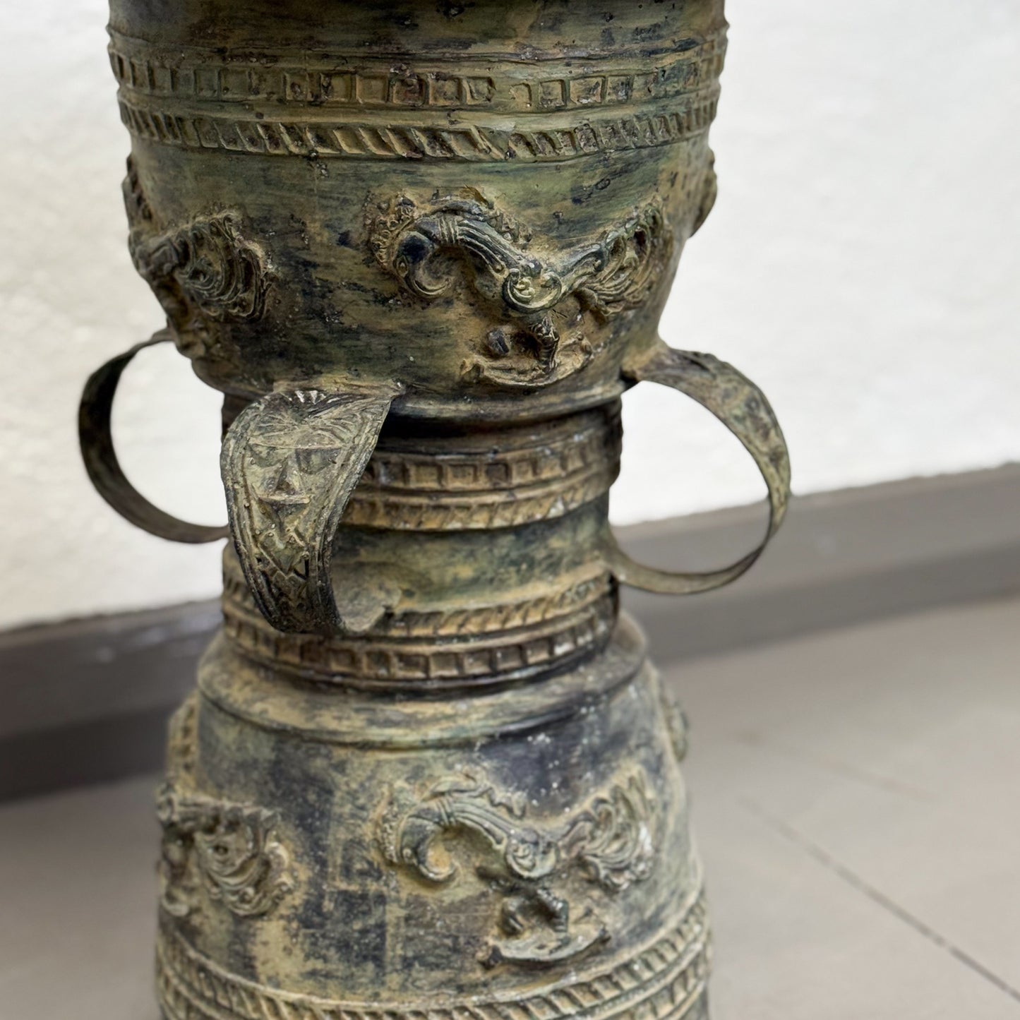 Bronze Rain Drum with Roosters