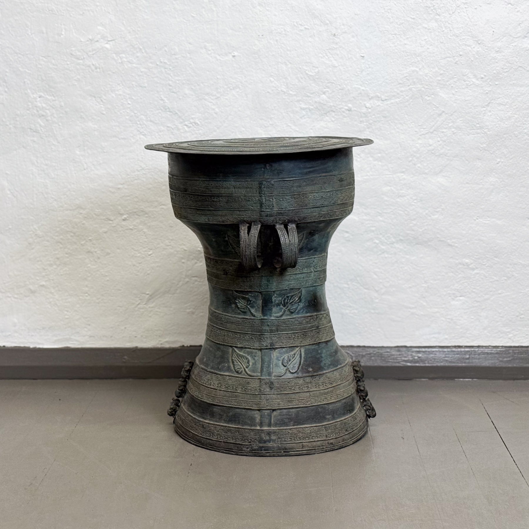 Bronze Rain Drum with Leaf Pattern