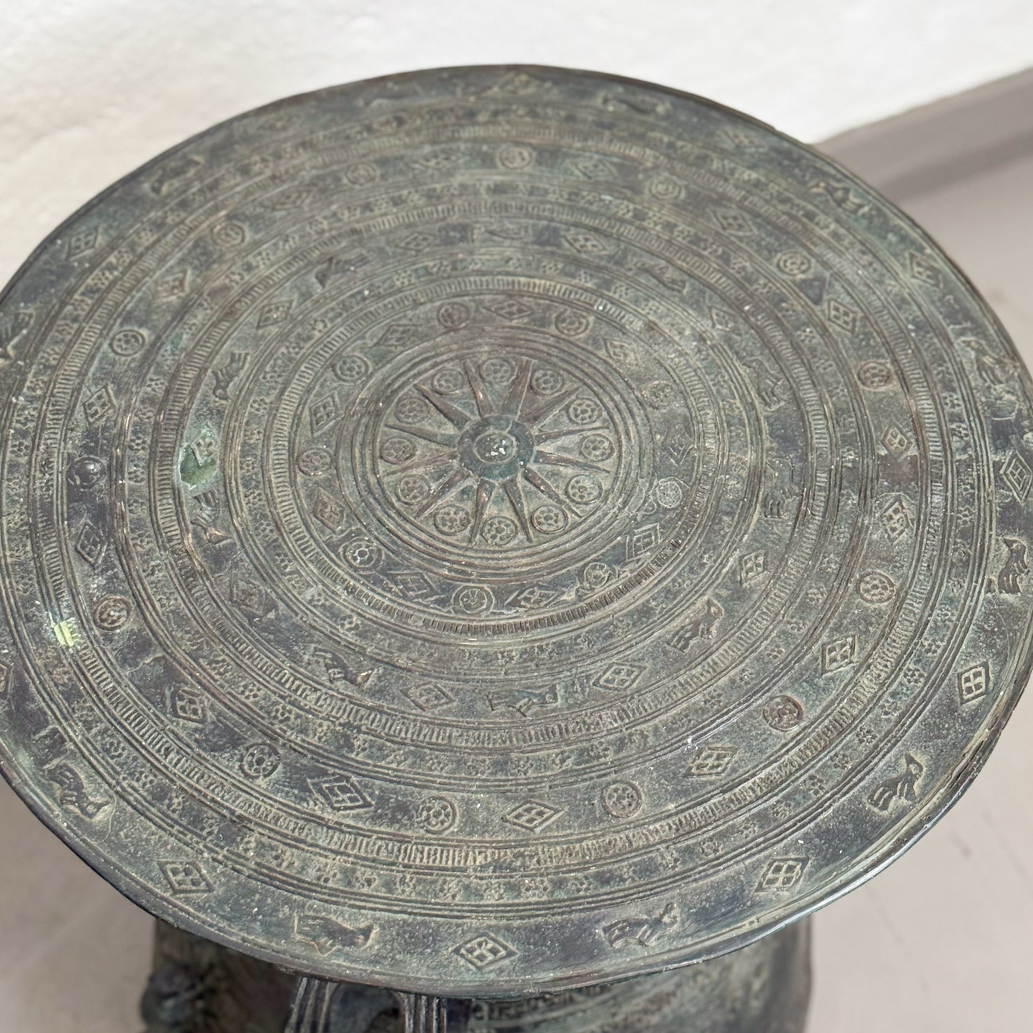 Bronze Rain Drum with Elephants