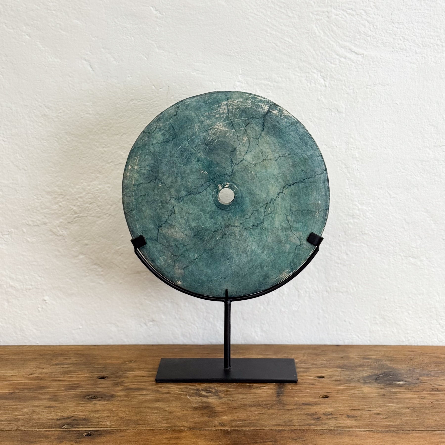 Green Stone Disc on Stand