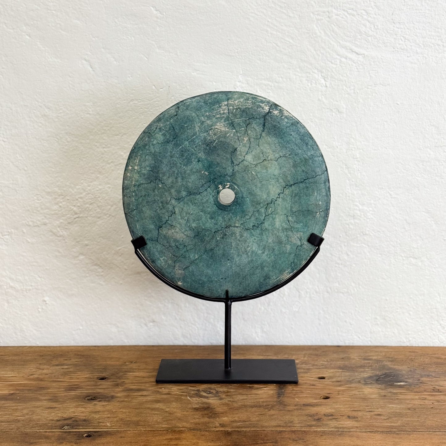 Green Stone Disc on Stand