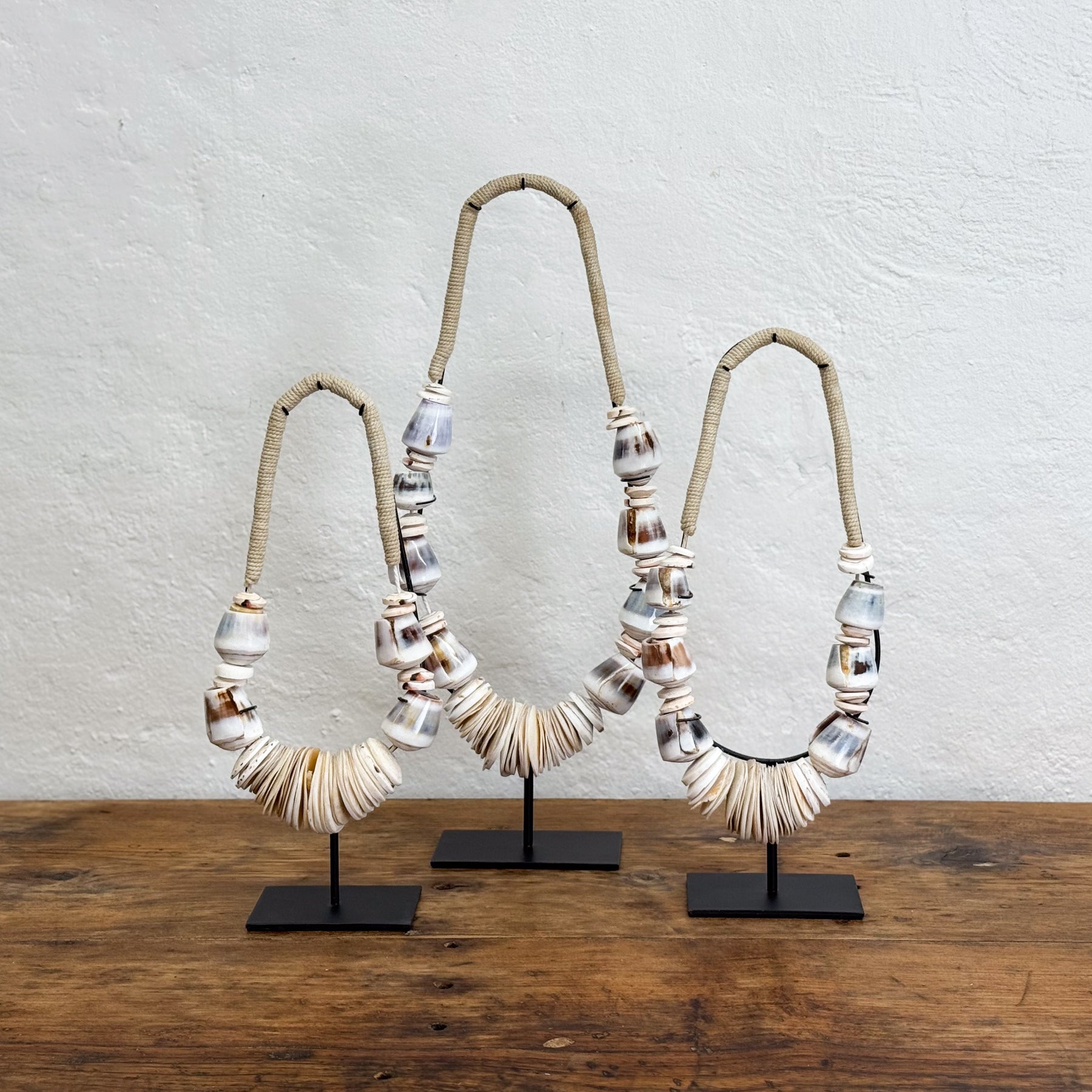 Mixed Olon Shell Necklace on Stand