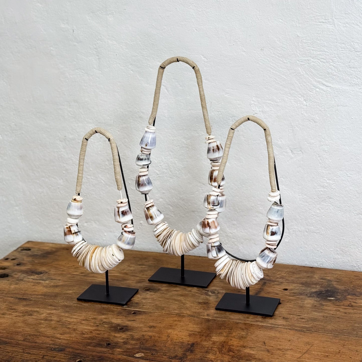 Mixed Olon Shell Necklace on Stand