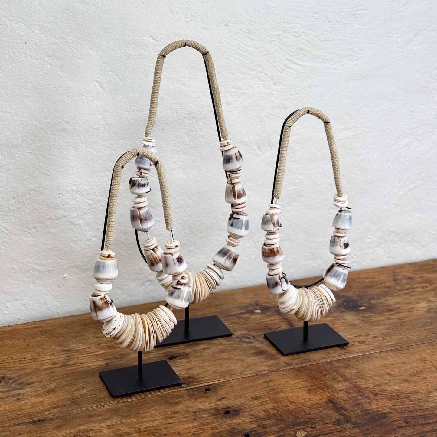 Mixed Olon Shell Necklace on Stand