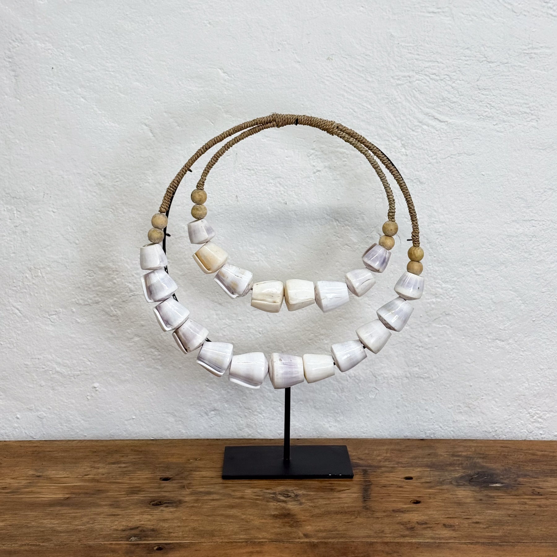 Double Ring Shell Necklace on Stand