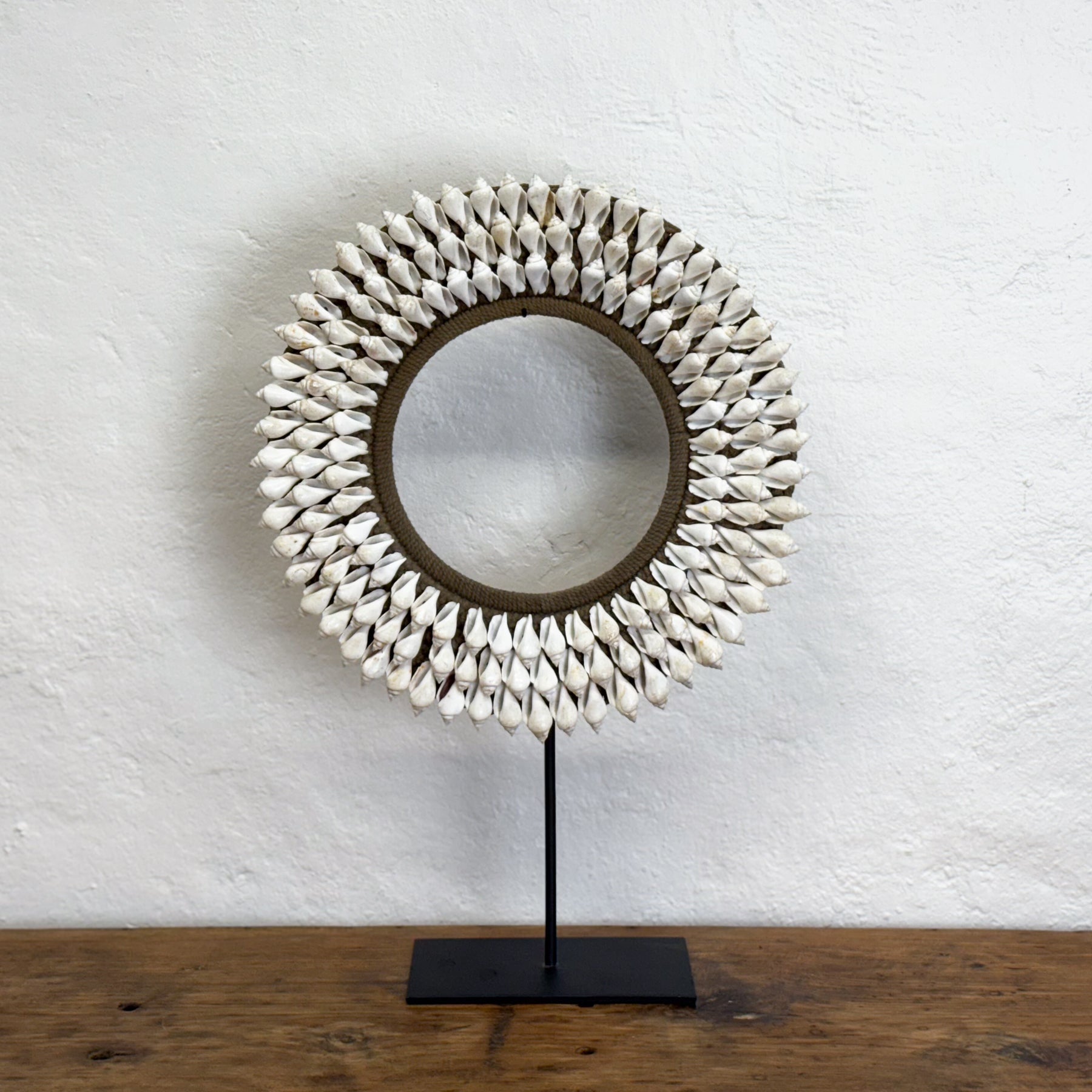 Round Spiral Shell Necklace on Stand