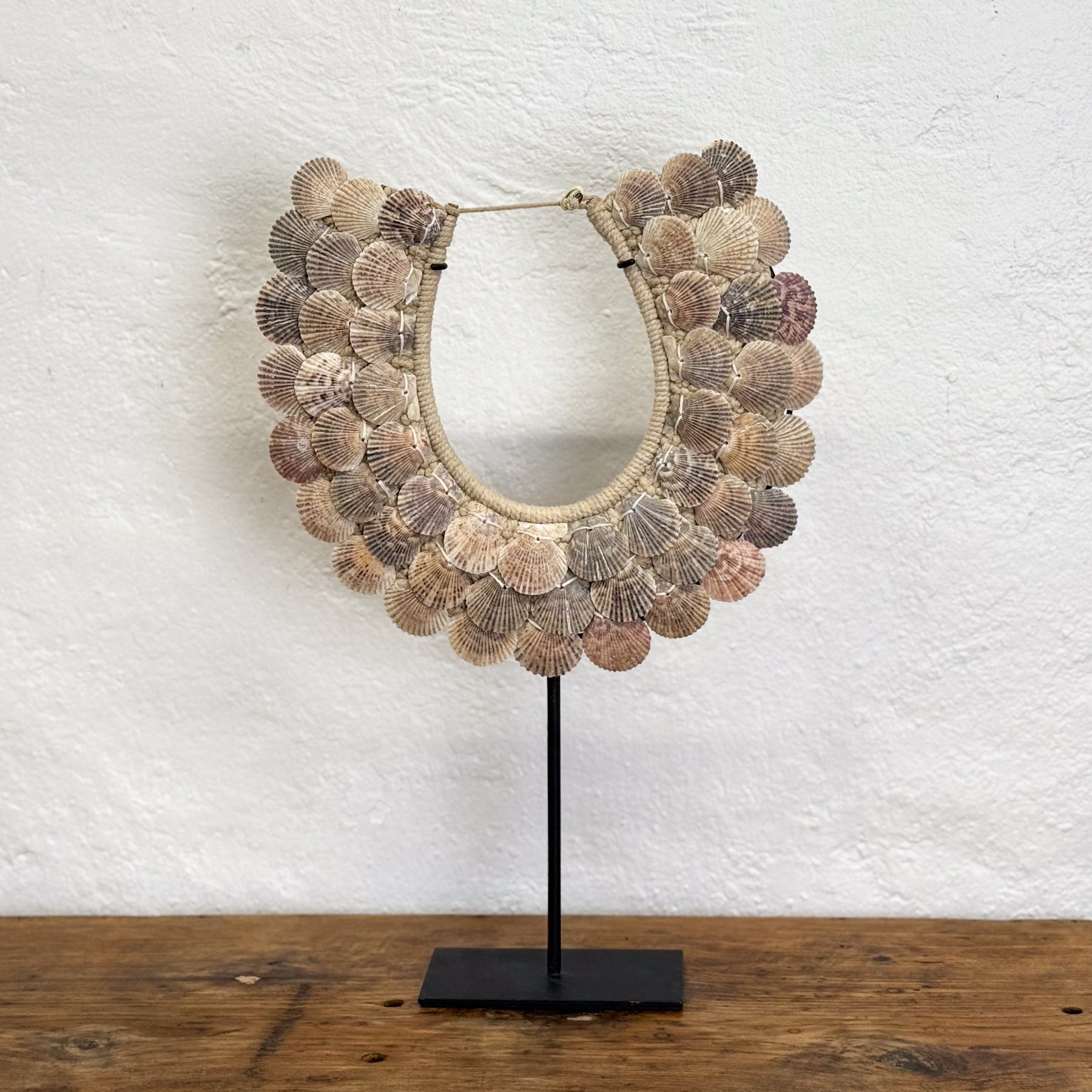 Layered Scallop Shell Necklace on Stand