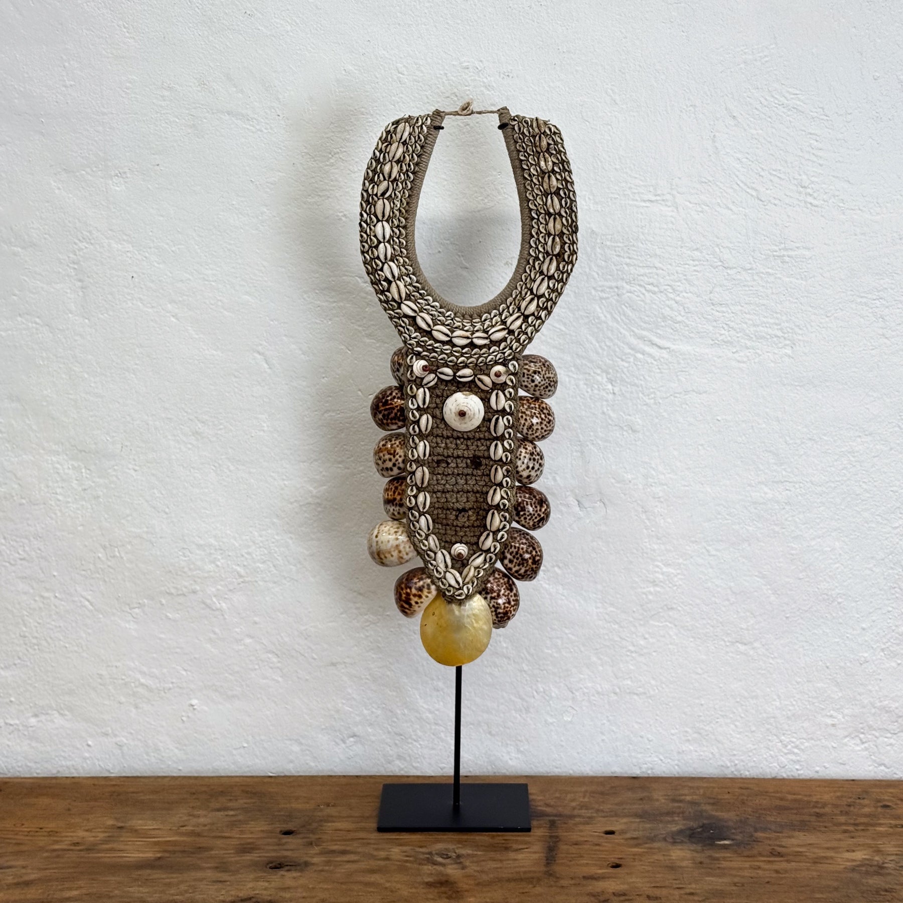 Papua Tiger Cowrie Shell Necklace on Stand