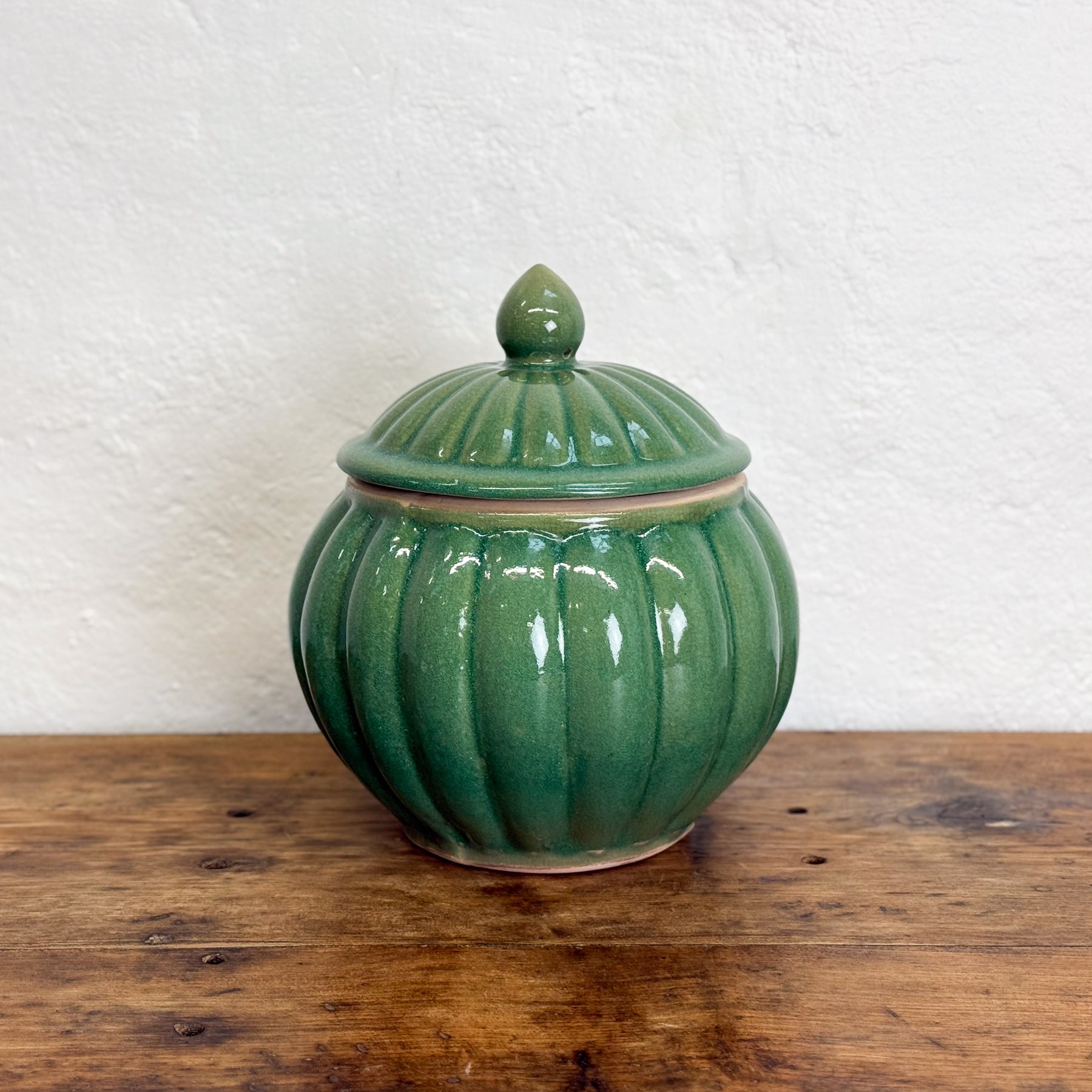 Green Ceramic Pumpkin Jar