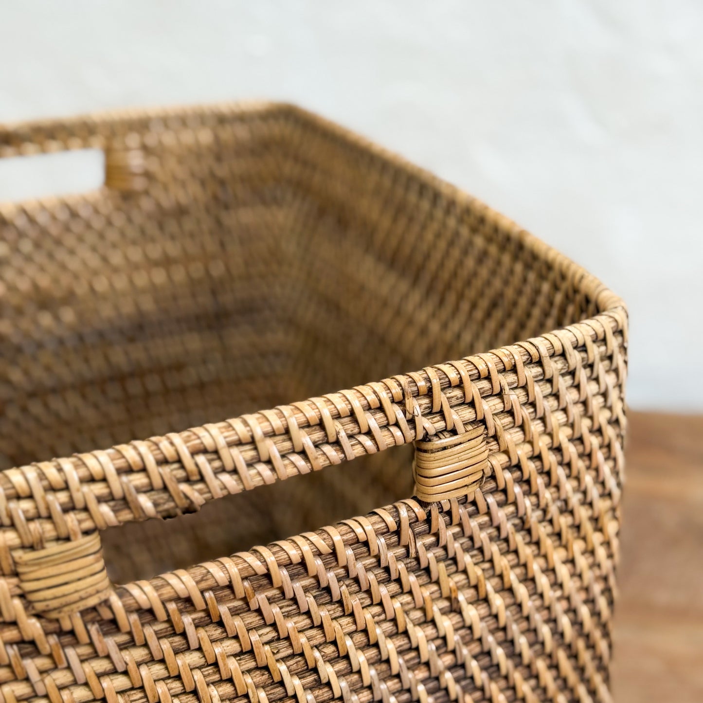 Woven basket with a blurred background