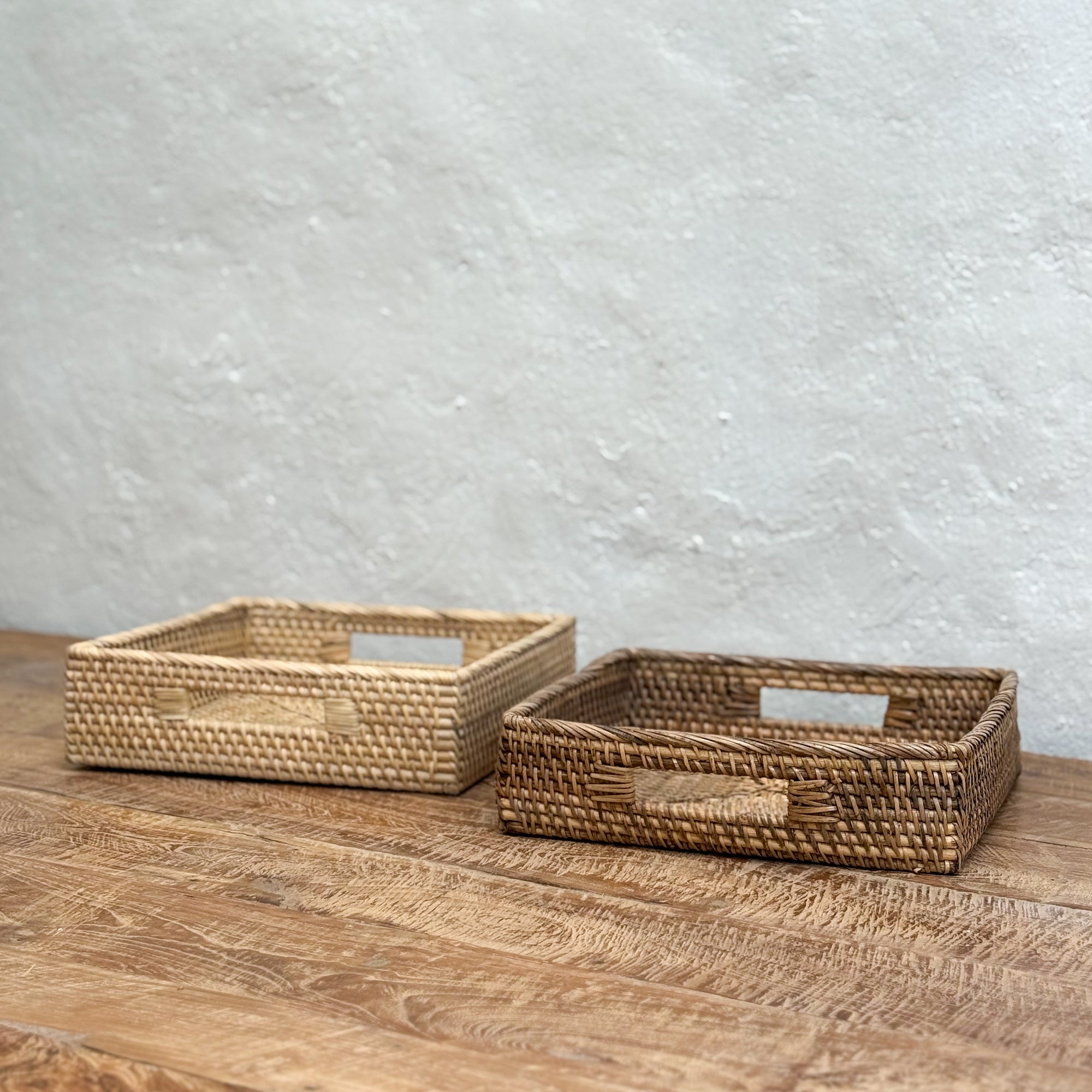 Square Rattan Tray with Handles
