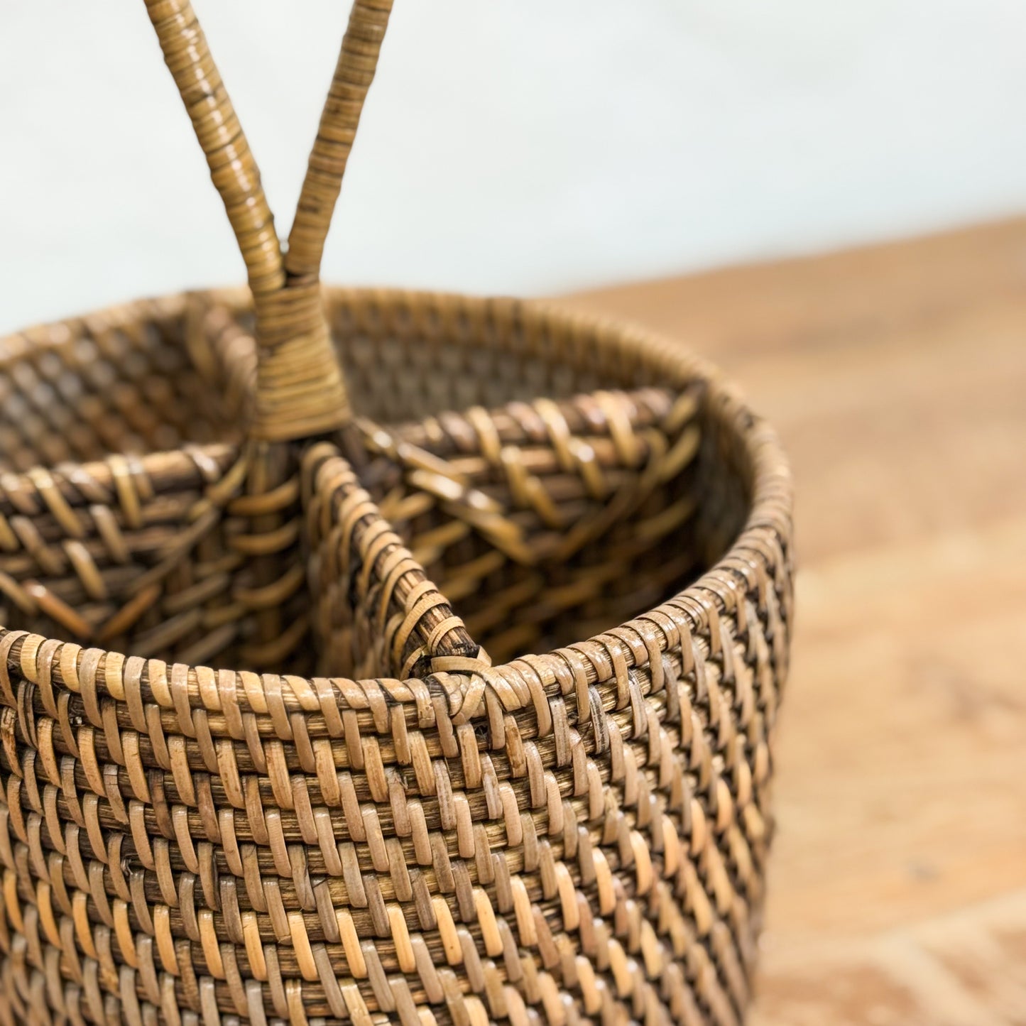 Round Rattan Cutlery Basket