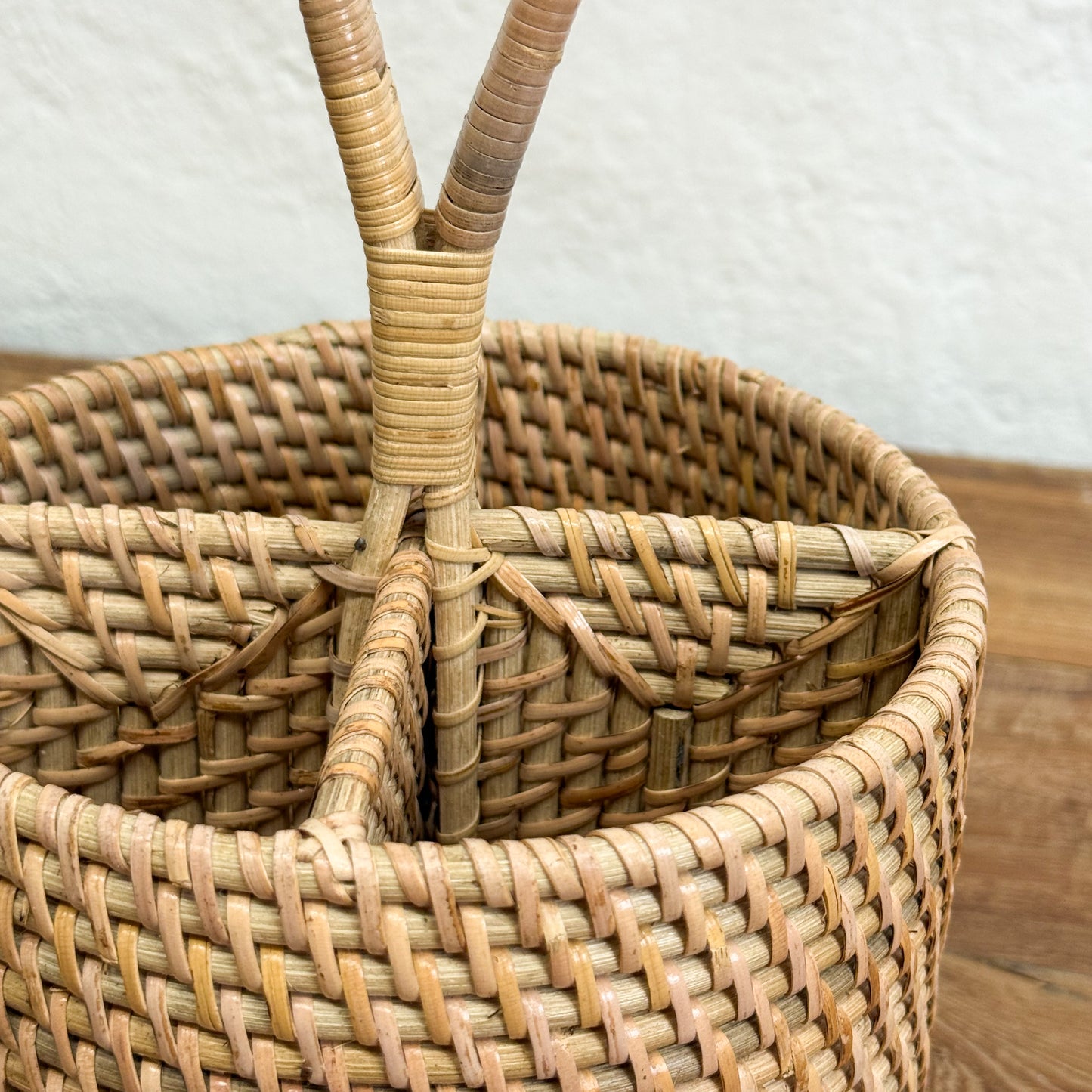 Round Rattan Cutlery Basket