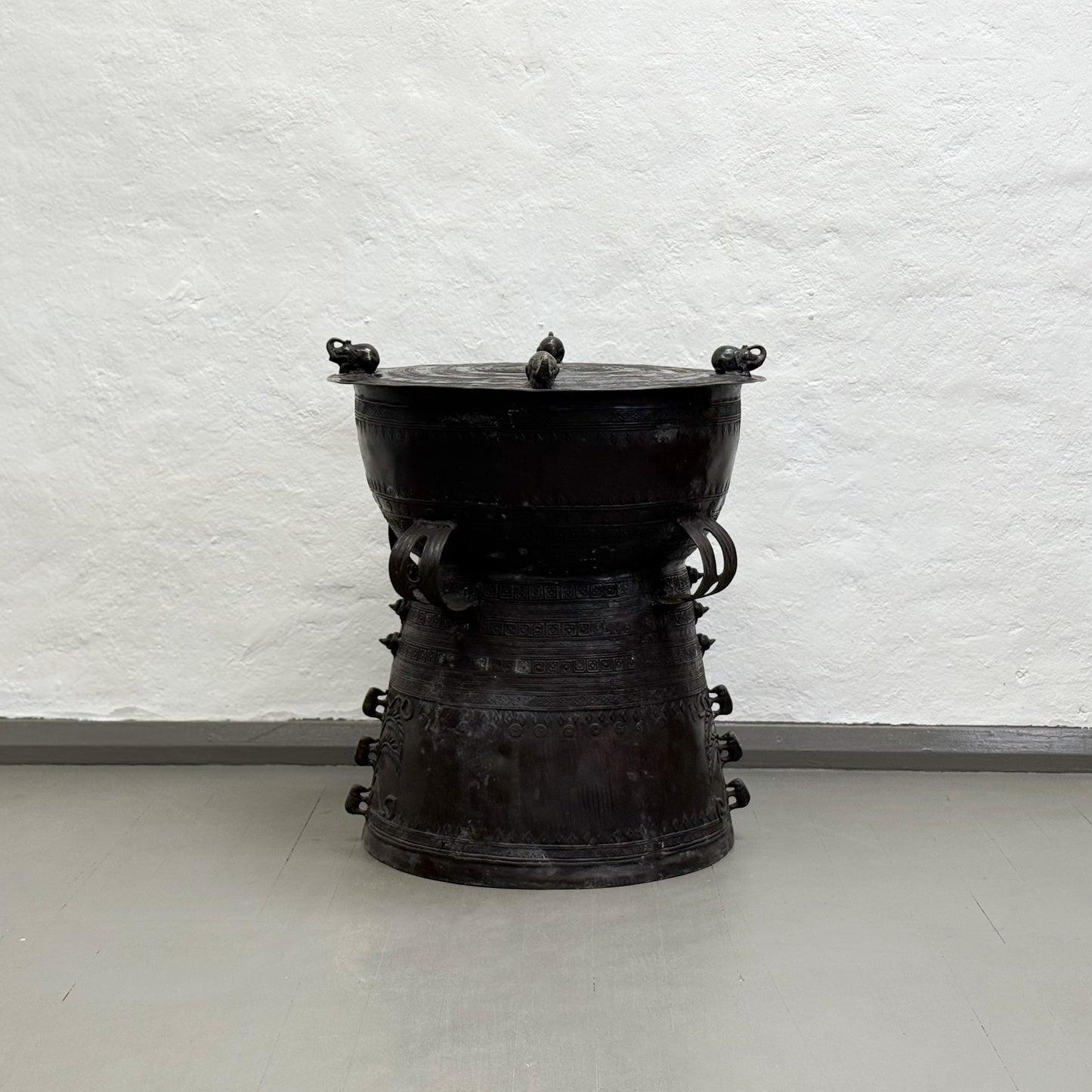 Bronze Javanese Raindrum with Elephant Relief