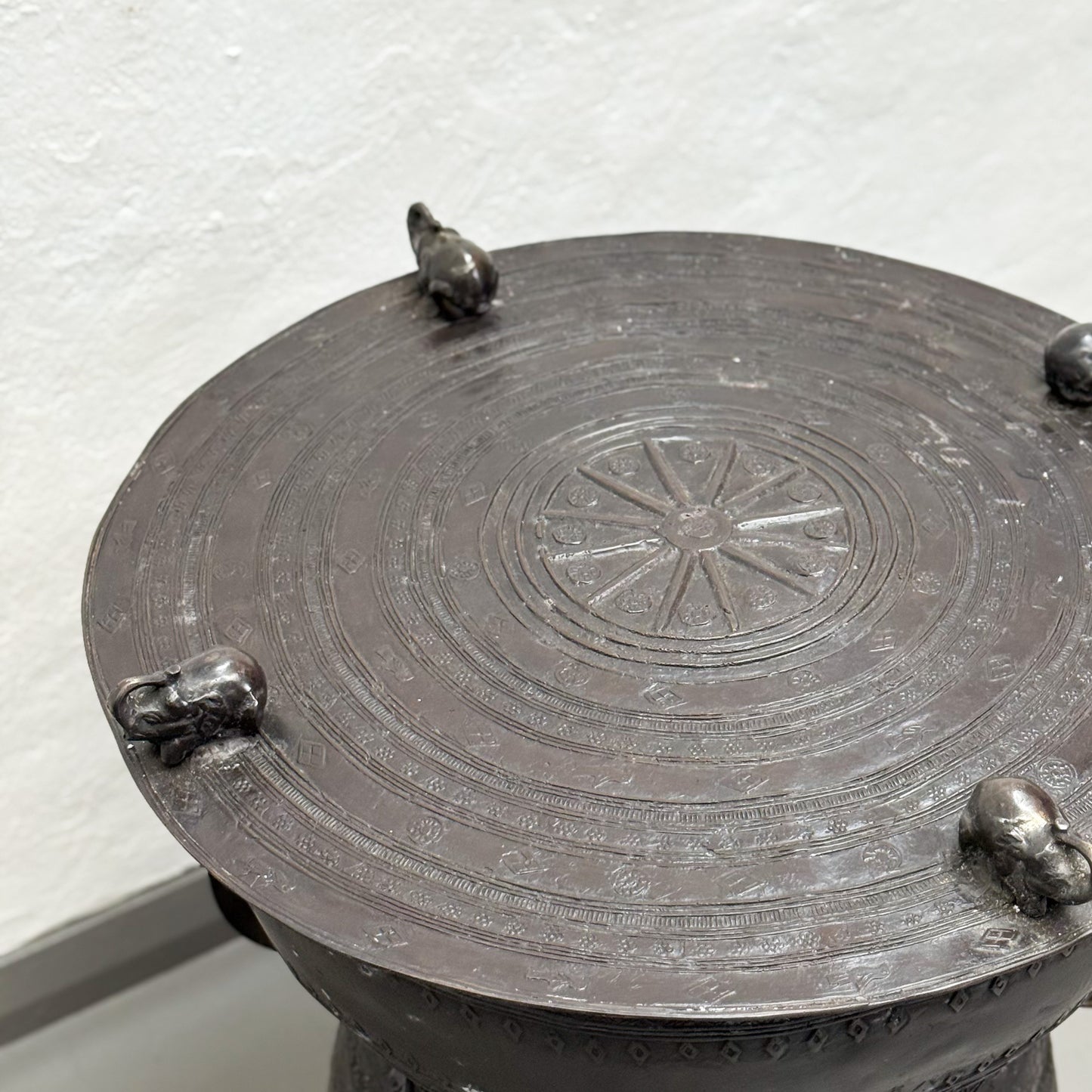 Bronze Javanese Raindrum with Elephant Relief