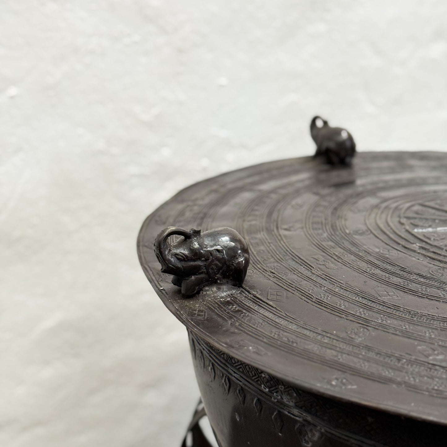 Bronze Javanese Raindrum with Elephant Relief