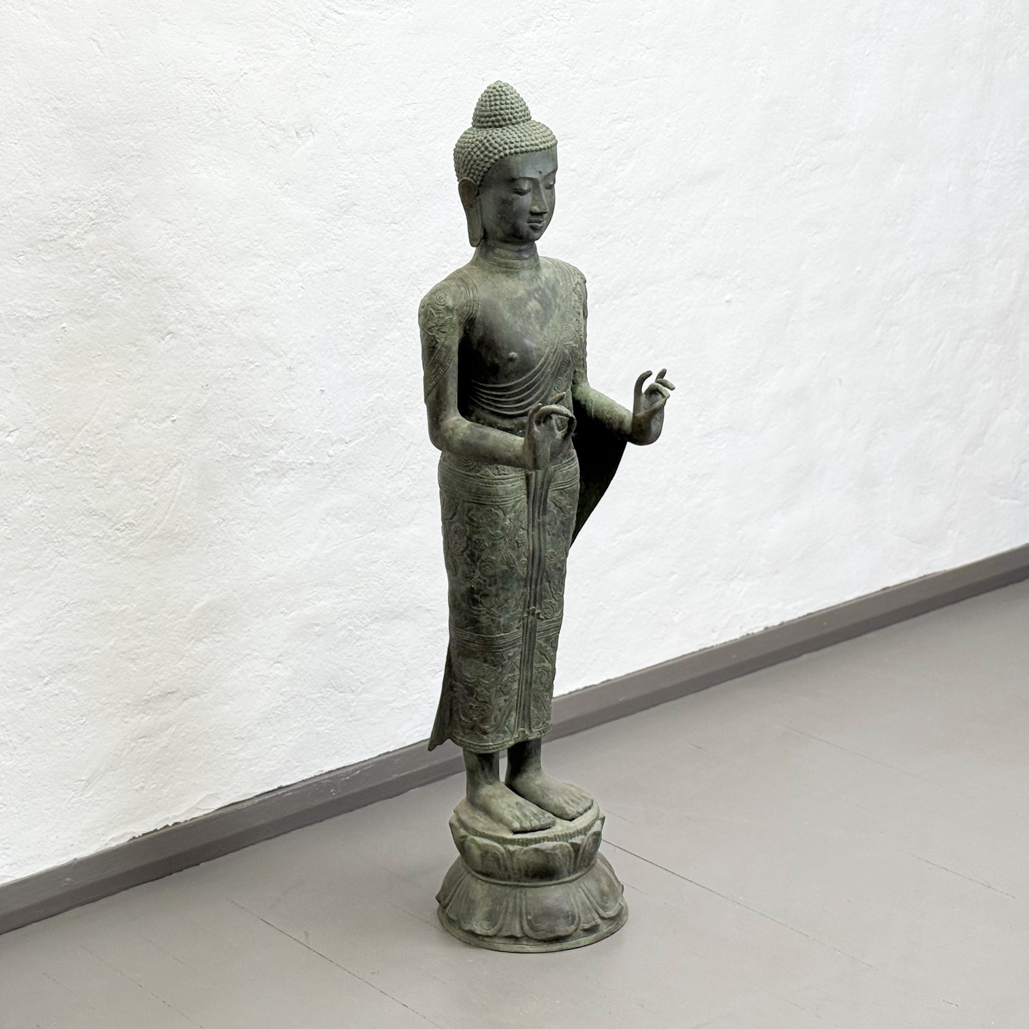 Large Bronze Standing Buddha