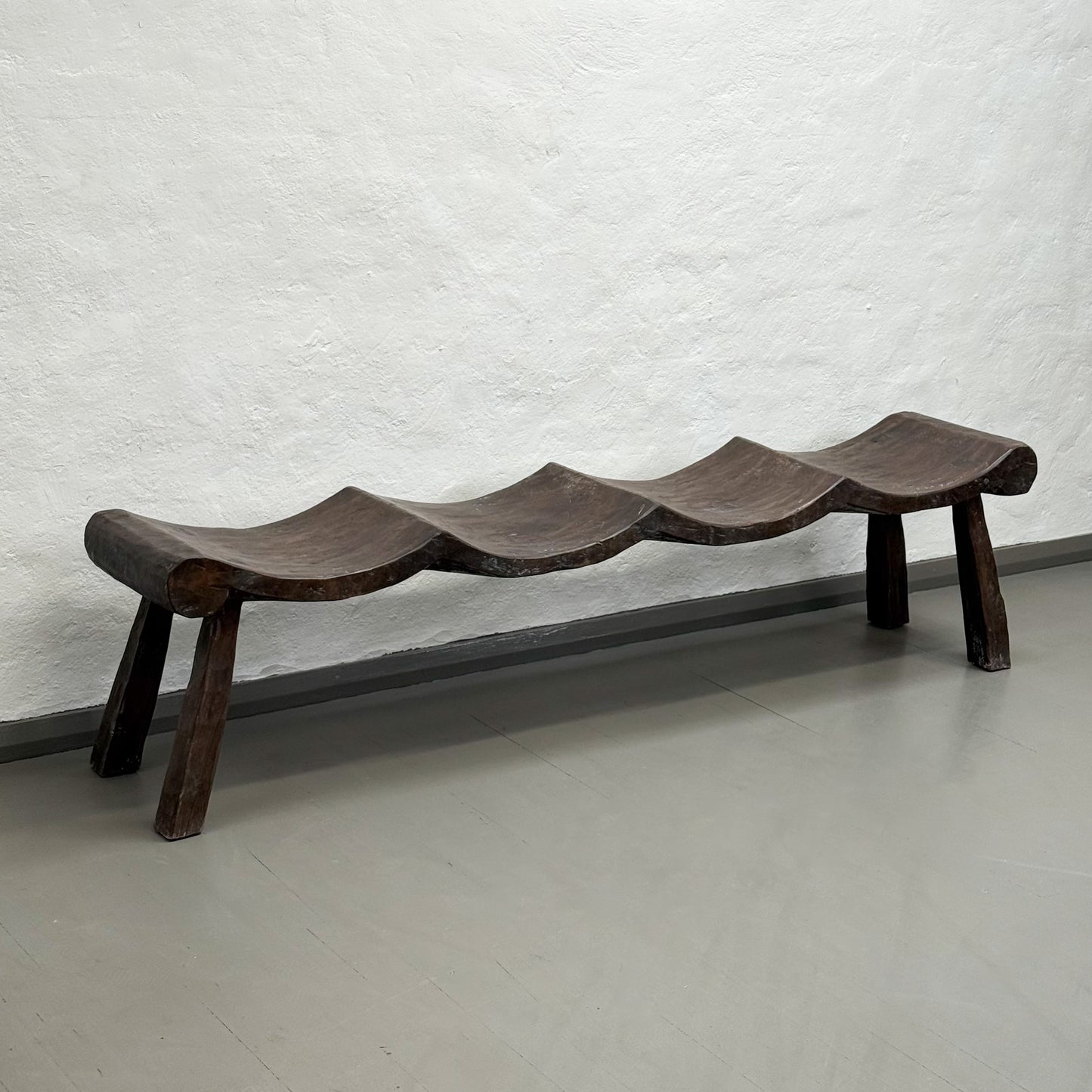4 Seat Carved Wave Bench