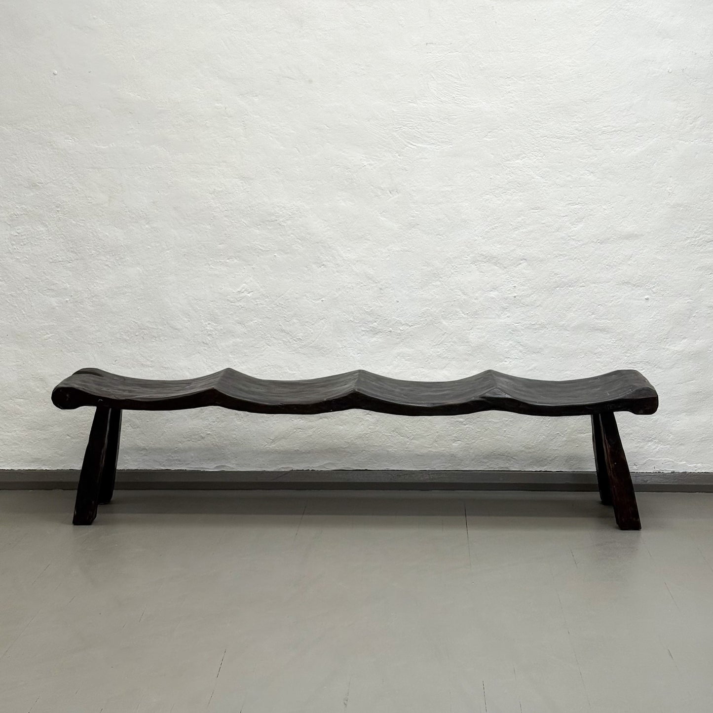 Dark 4 Seat Carved Wave Bench
