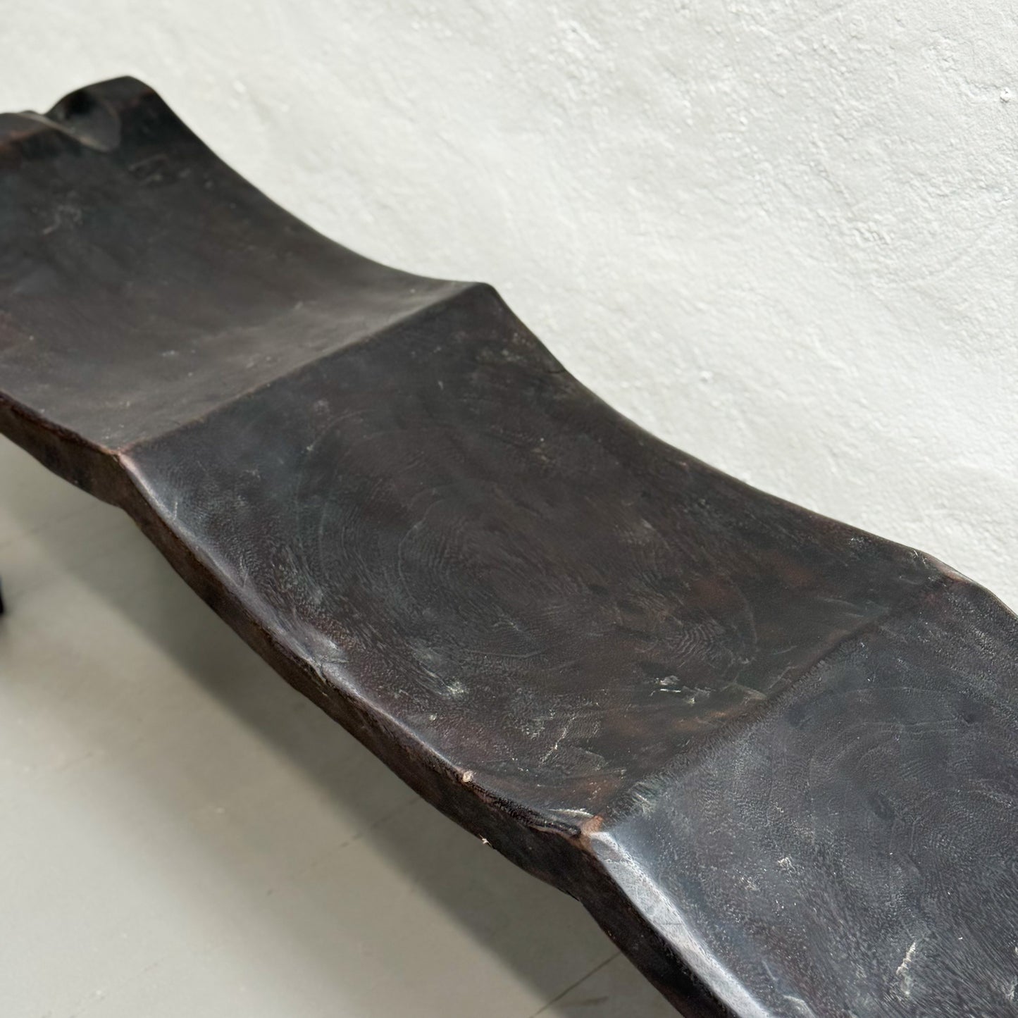 Dark 4 Seat Carved Wave Bench