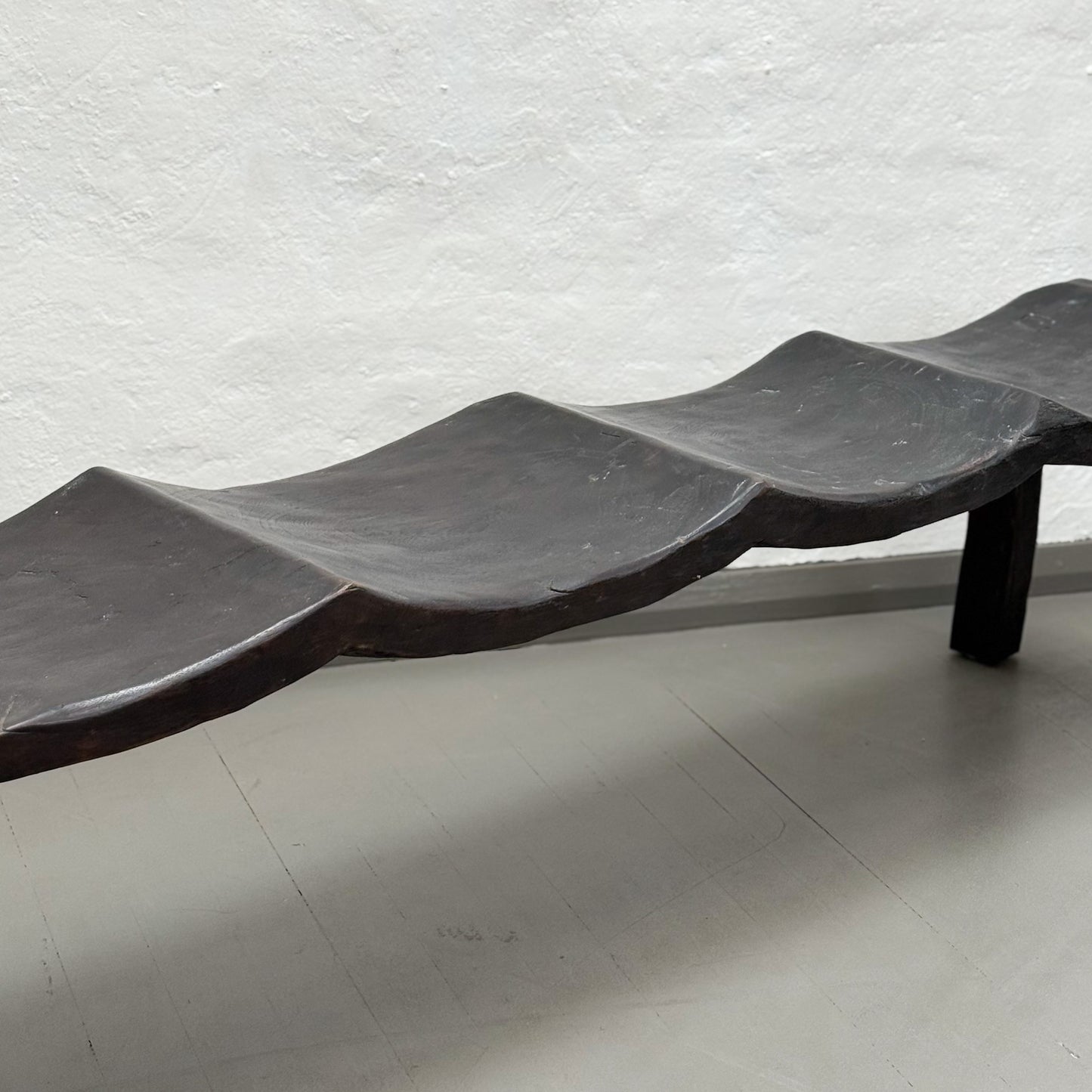 Dark 4 Seat Carved Wave Bench