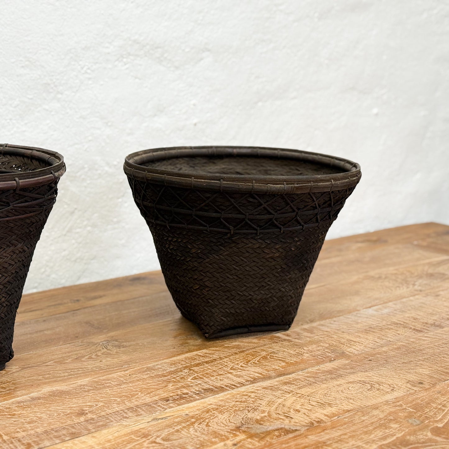 Vintage Rattan & Bamboo Basket