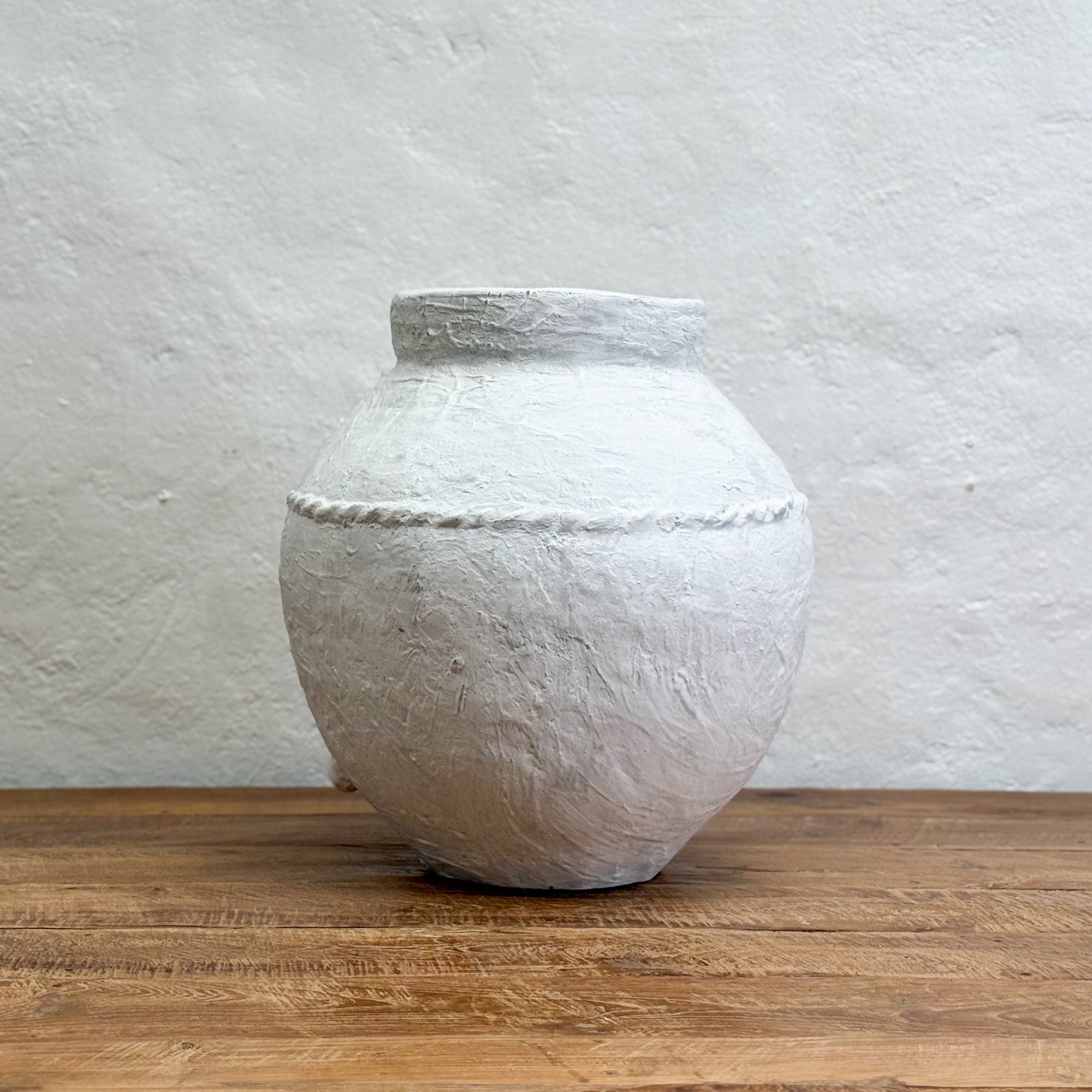 Banded White Terracotta Pot I