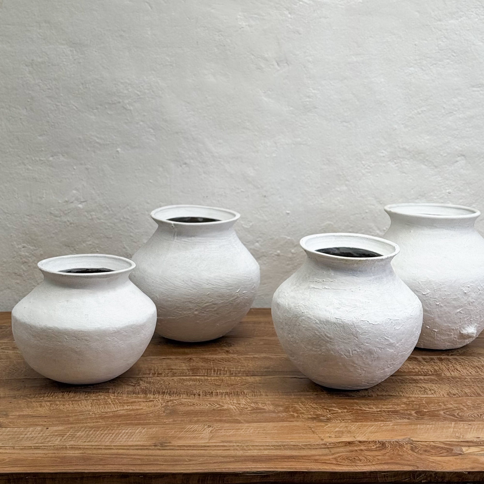 White Spherical Terracotta Pot II