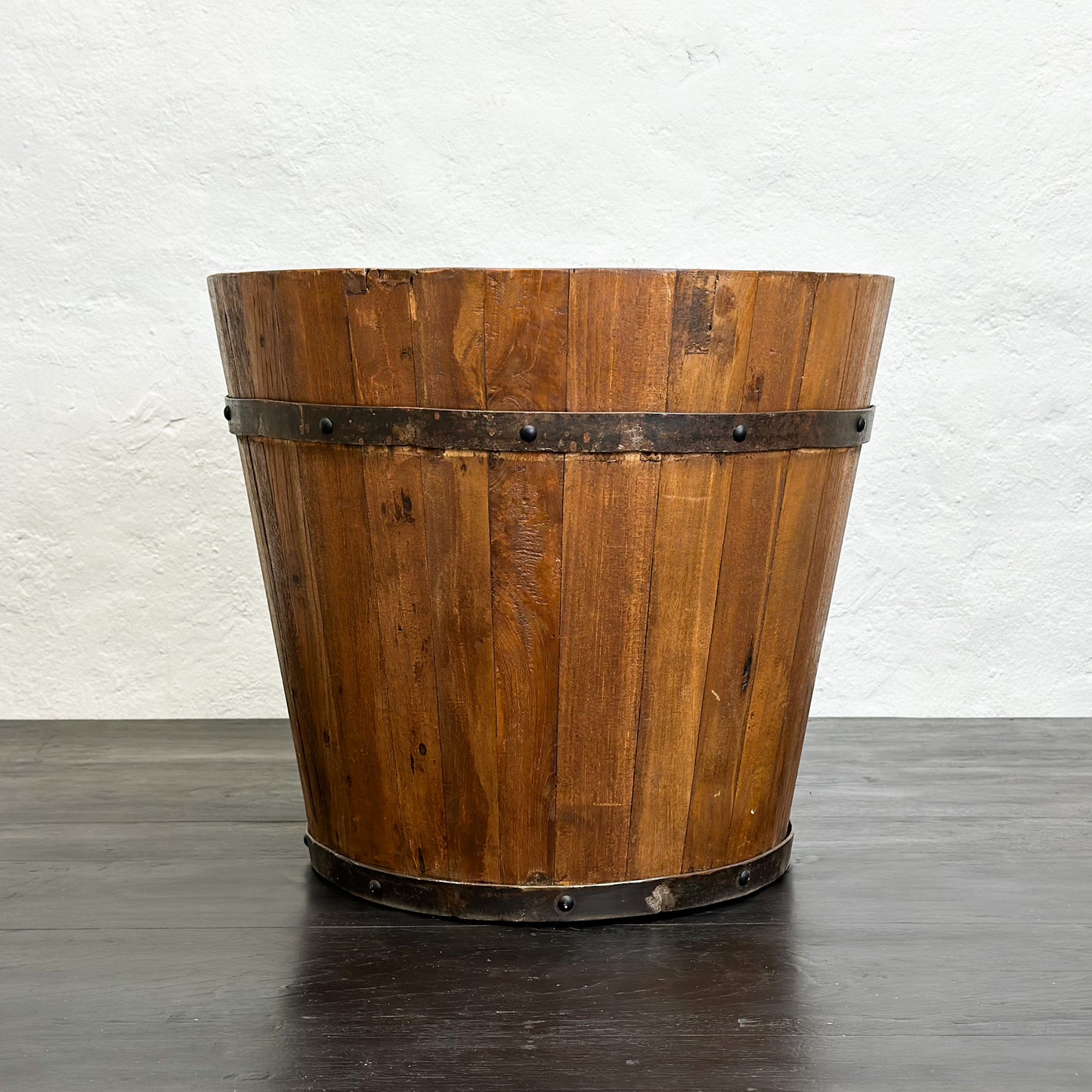 Vintage Wooden Barrel Bucket Planter