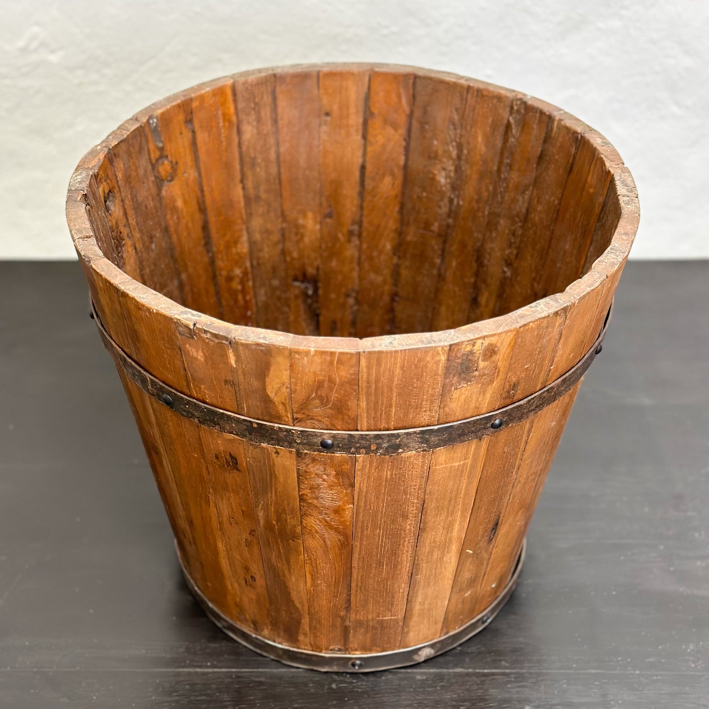 Vintage Wooden Barrel Bucket Planter