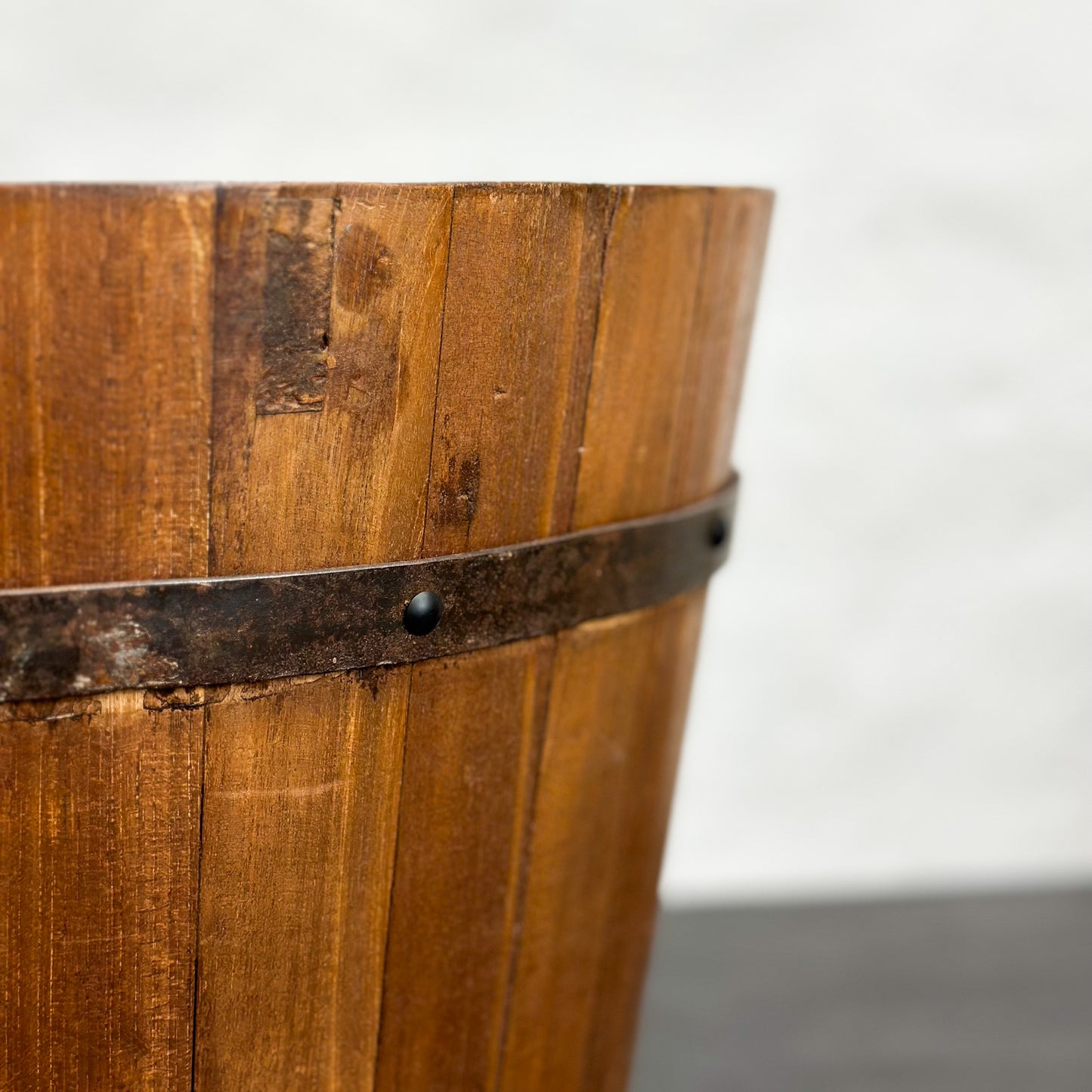 Vintage Wooden Barrel Bucket Planter