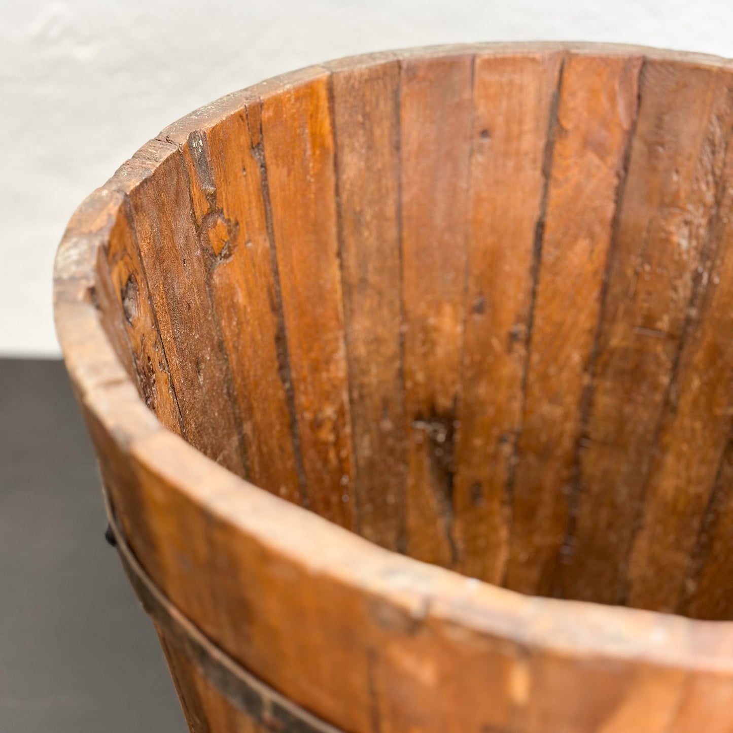 Vintage Wooden Barrel Bucket Planter