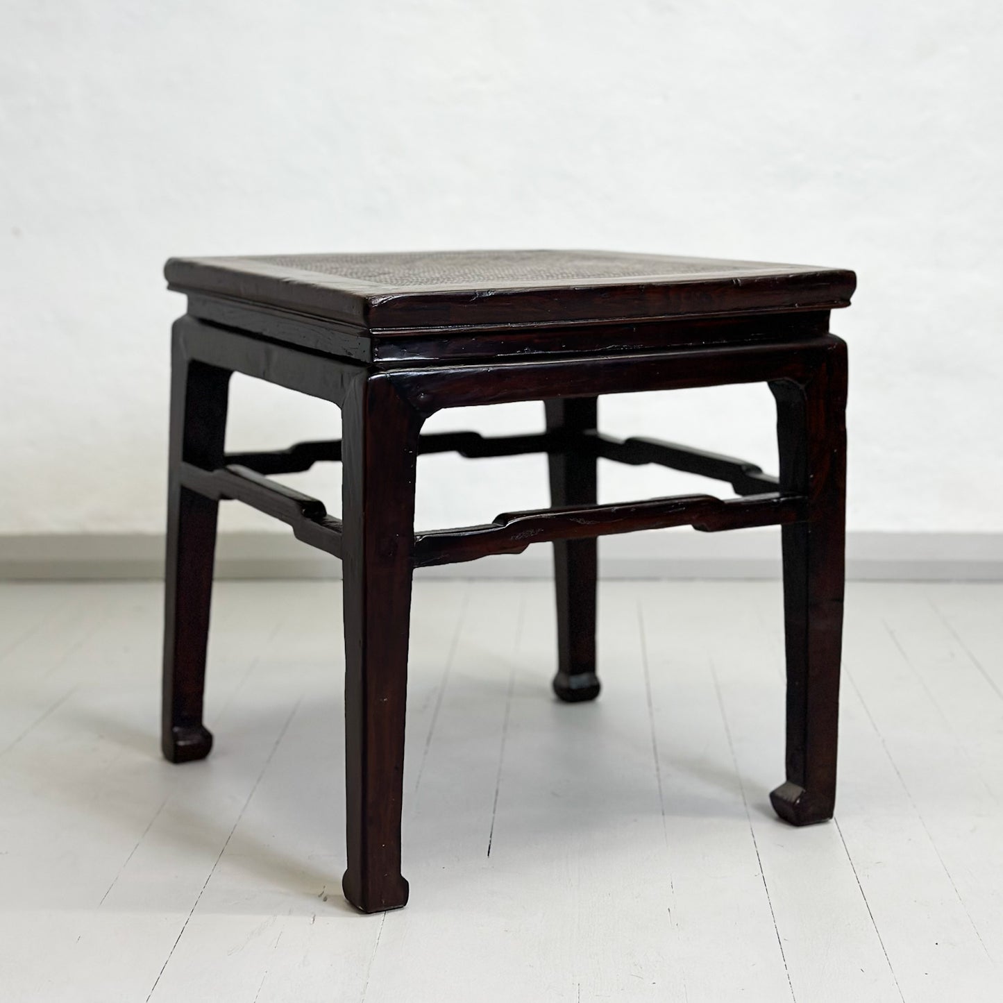 Elm Side Table with Rattan Inlay