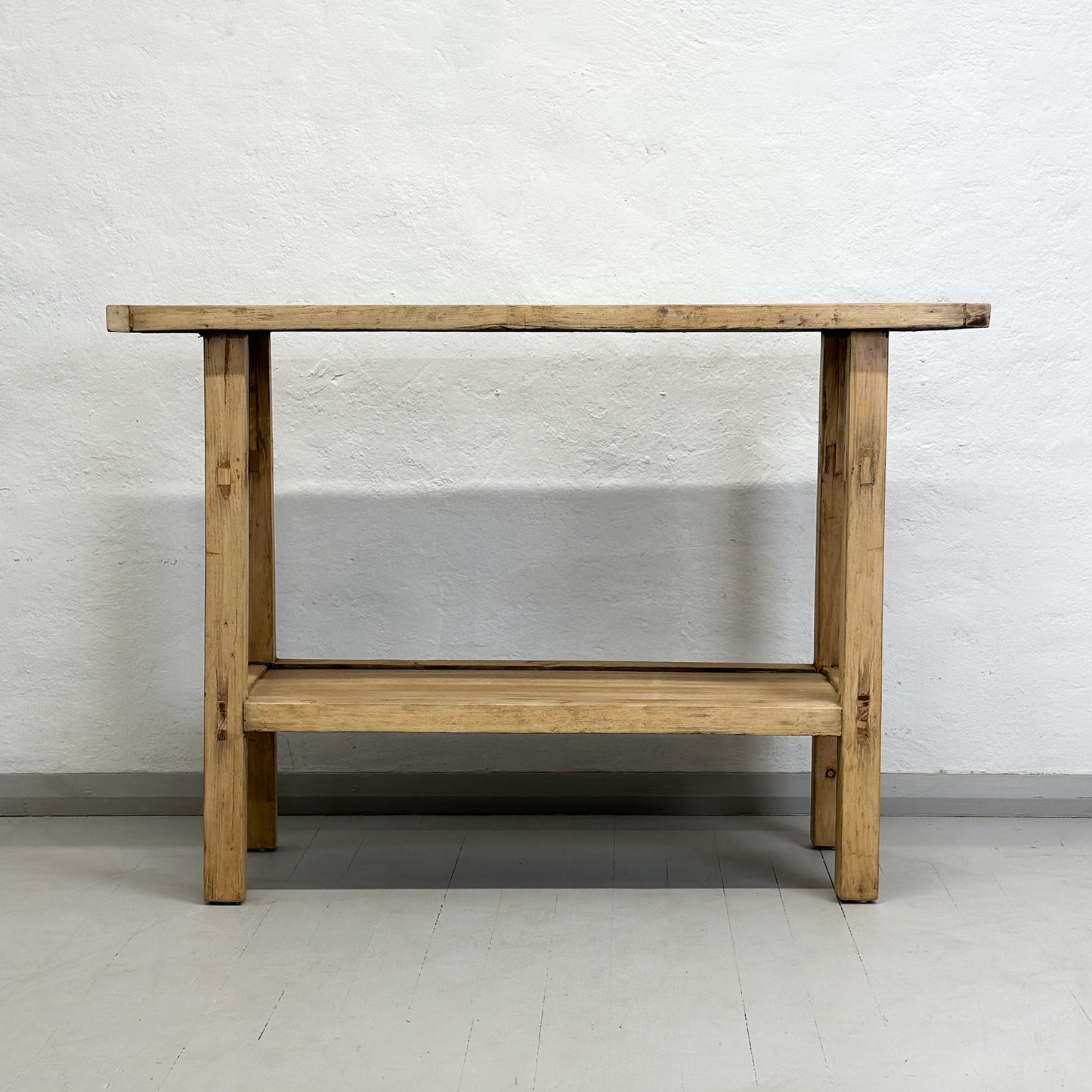 Simple Bleached Elm Console with Shelf