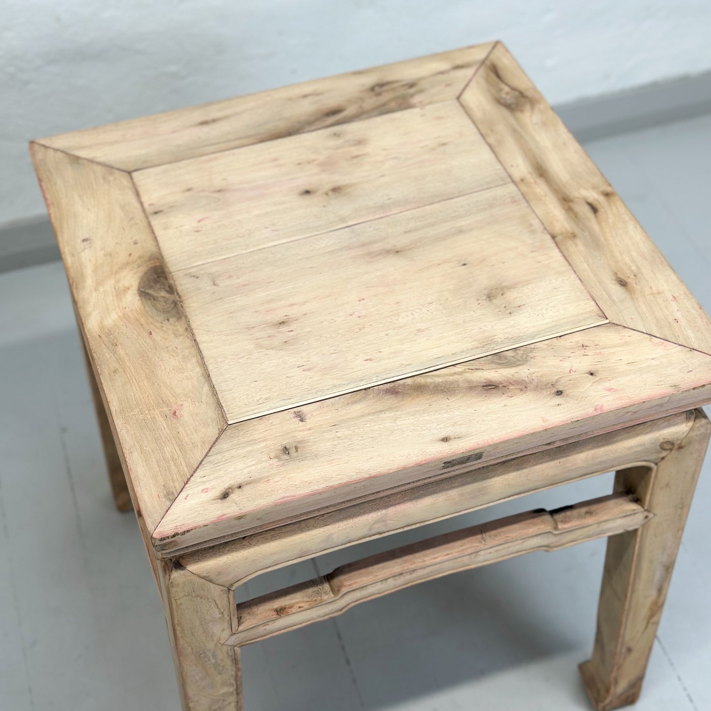Natural Elm Side Table with Humpback Stretcher