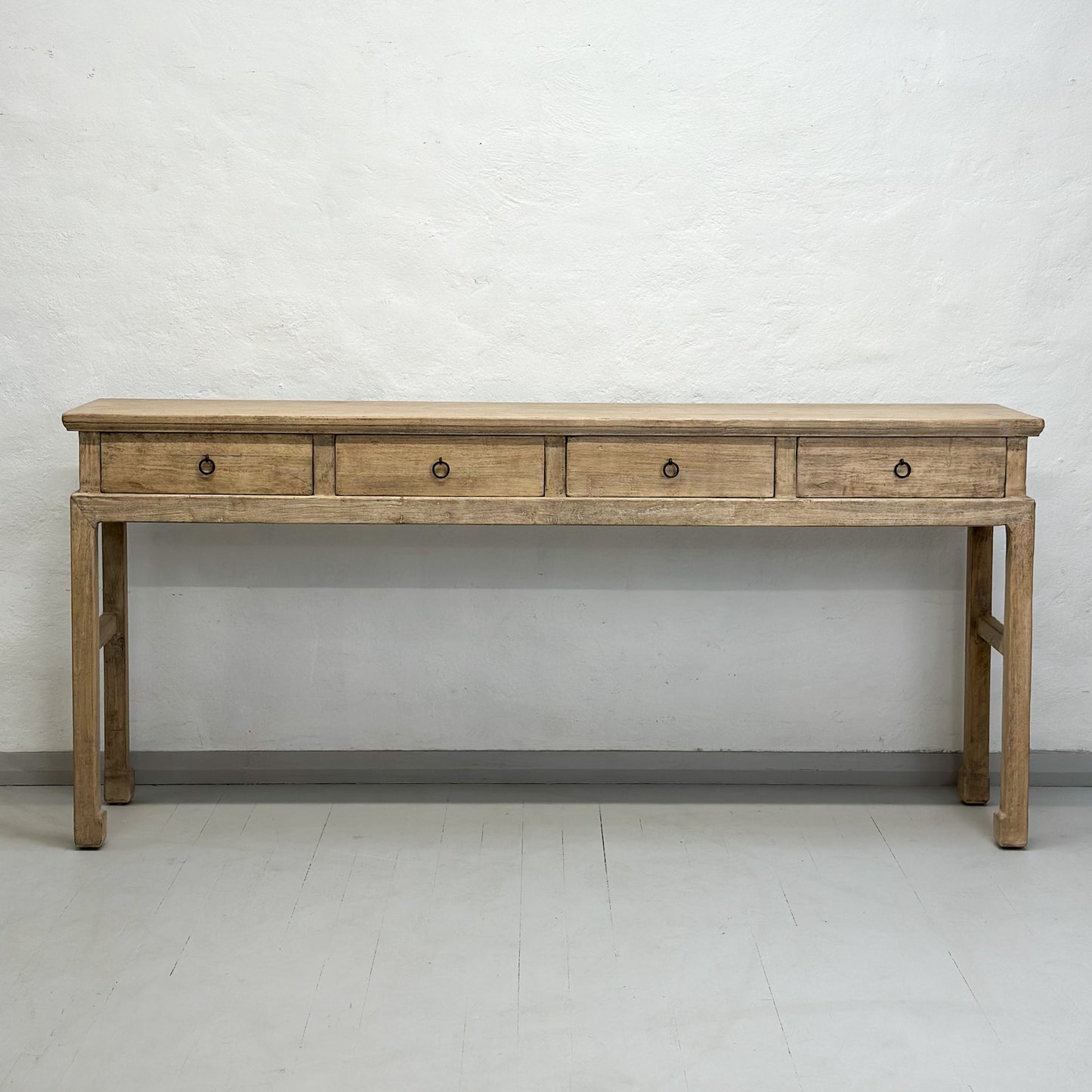 Antique Elm 4 Drawer Console Table