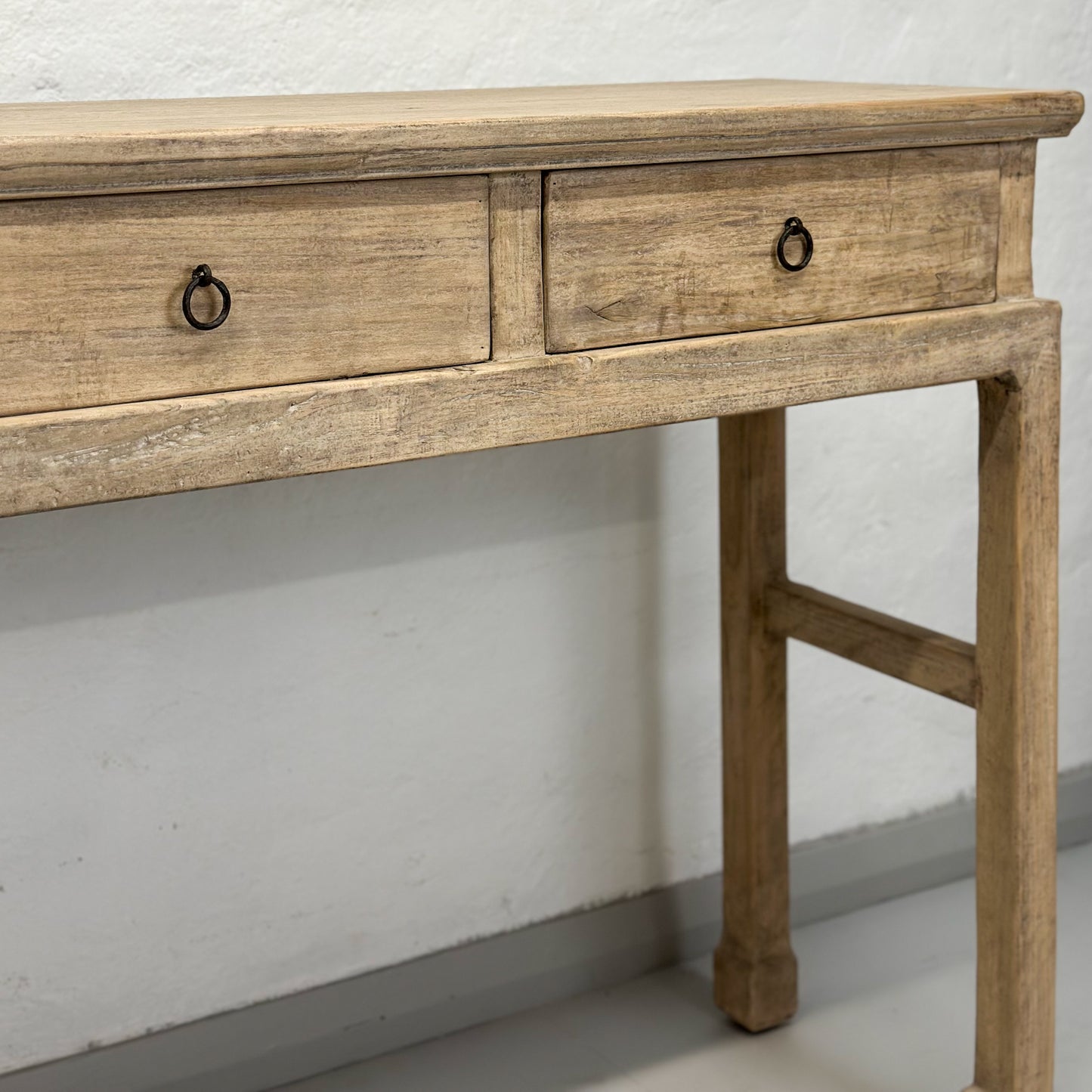 Antique Elm 4 Drawer Console Table