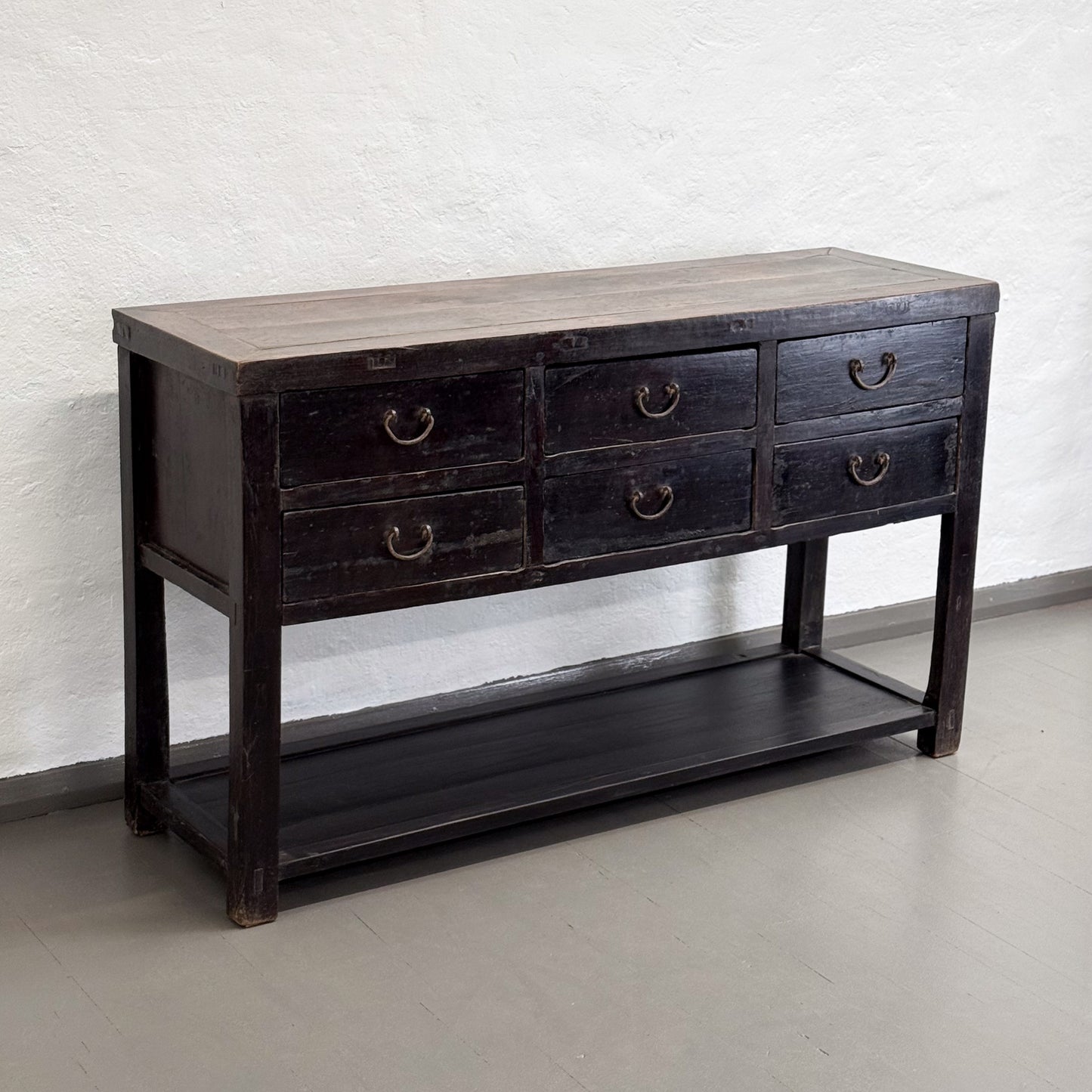 Antique 6 Drawer Table with Shelf