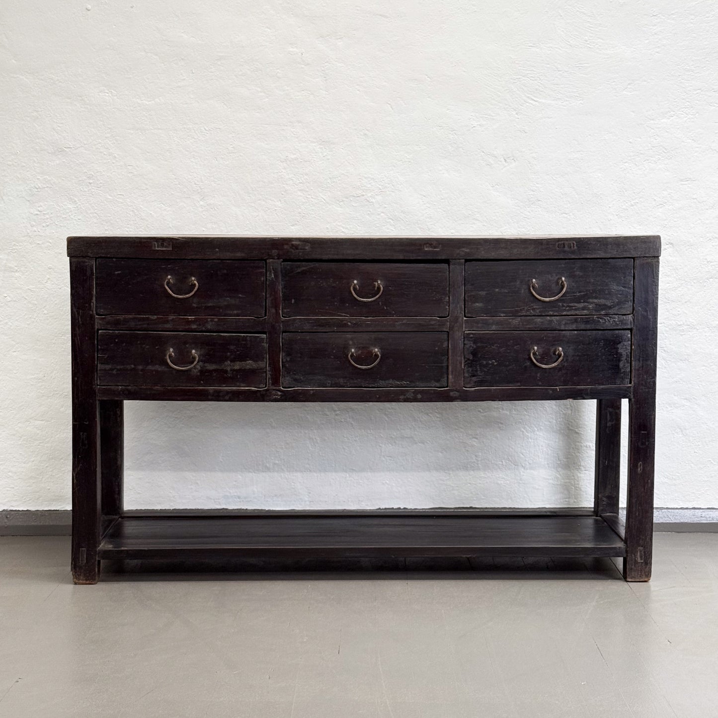 Antique 6 Drawer Table with Shelf